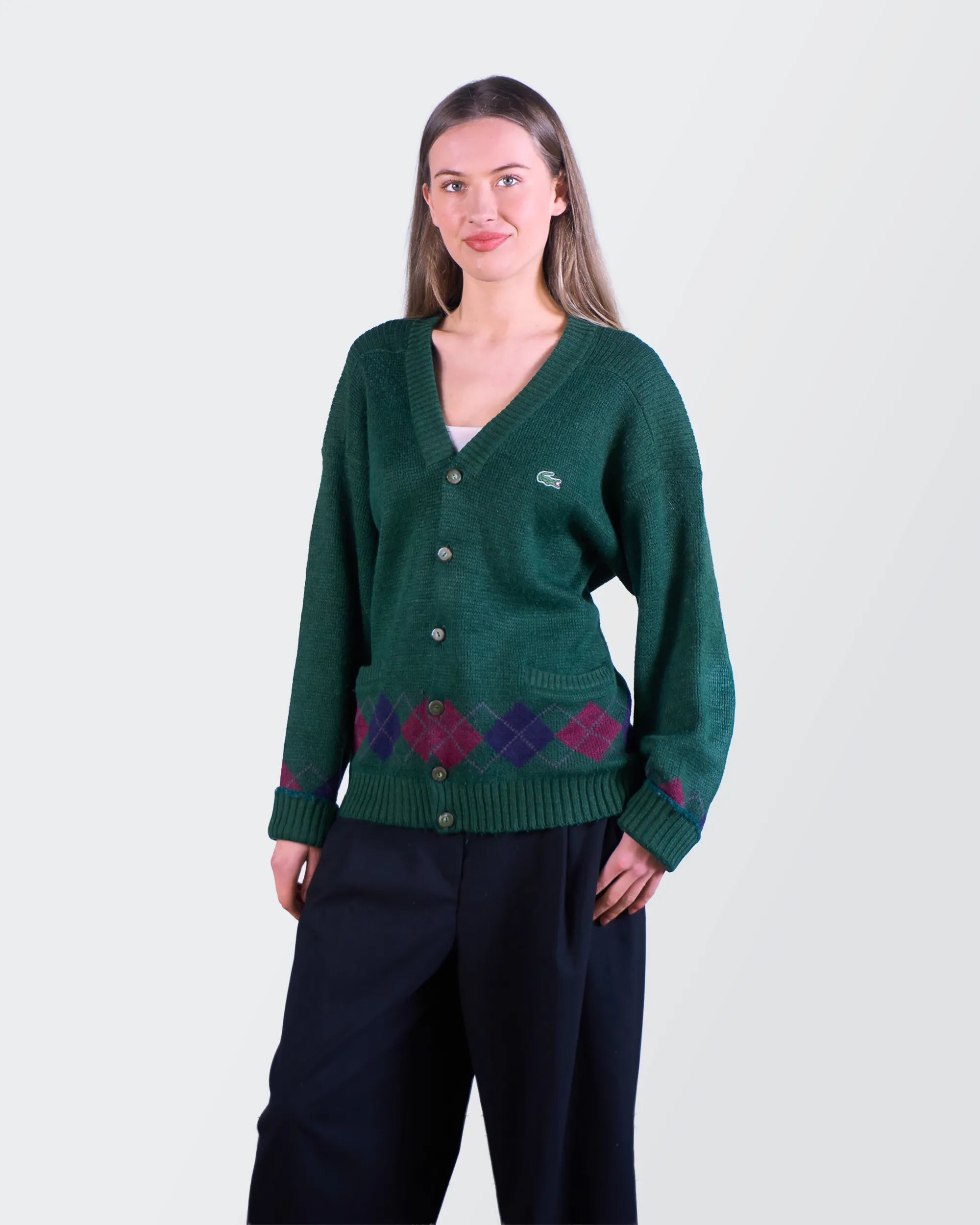 Lacoste Green Button Cardigan - S