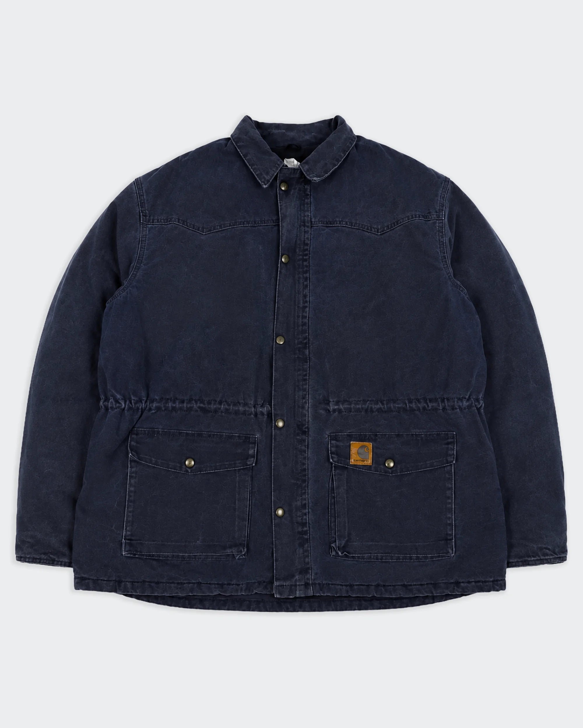 Carhartt marineblauwe lange jas XXL katoen