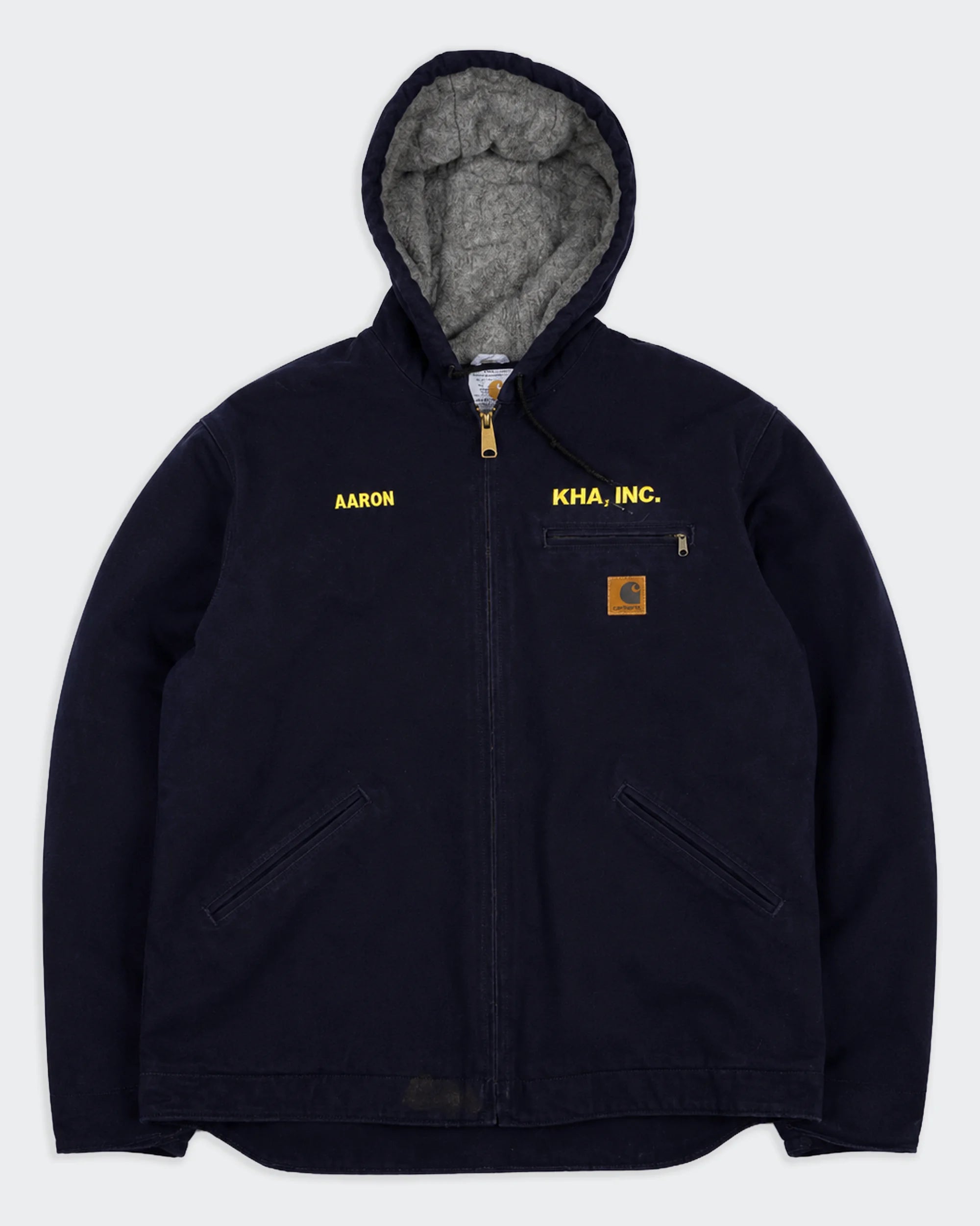Carhartt marineblauwe Active jas maat L, gemaakt van katoen en polyester.