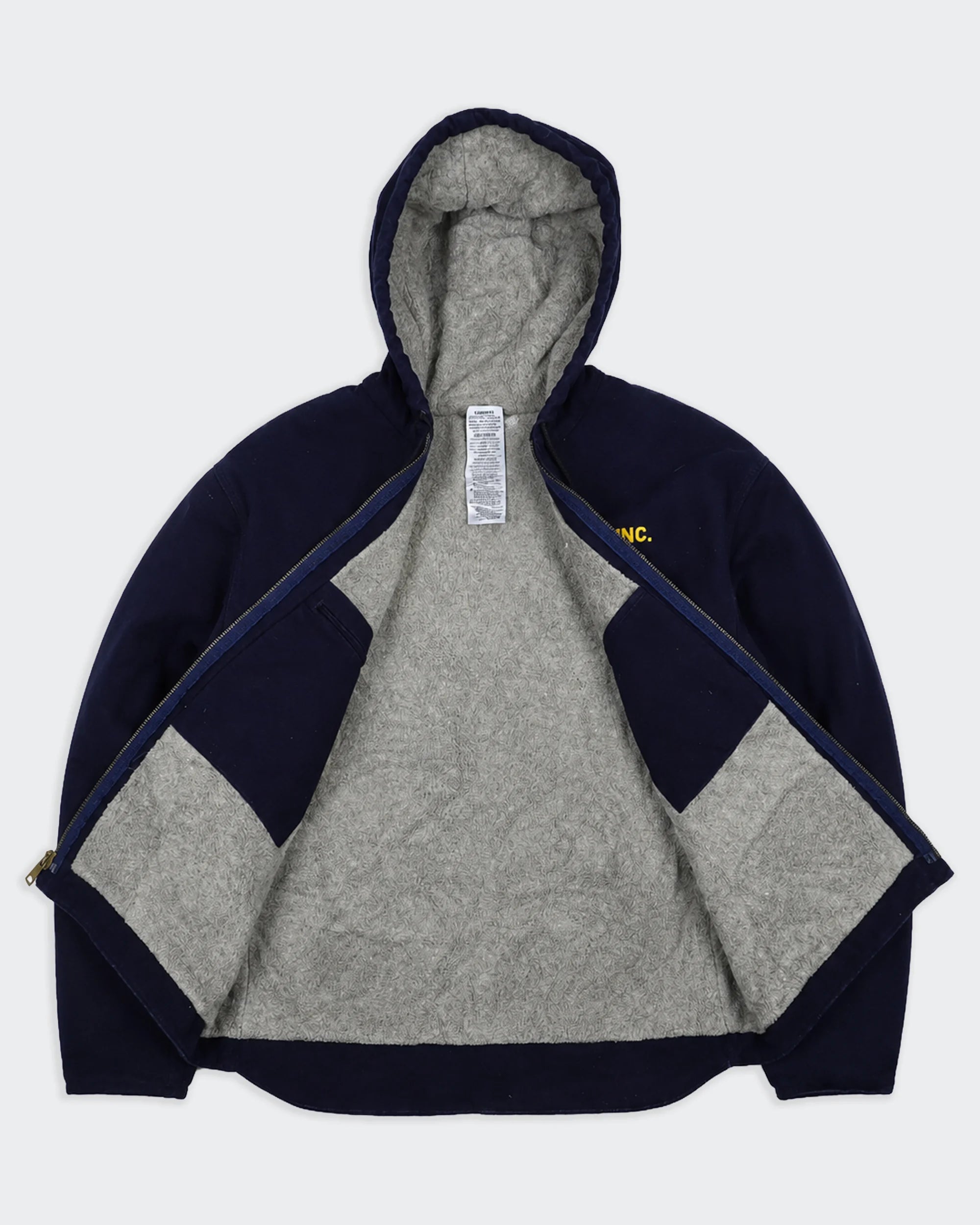Carhartt marineblauwe Active jas maat L, gemaakt van katoen en polyester.