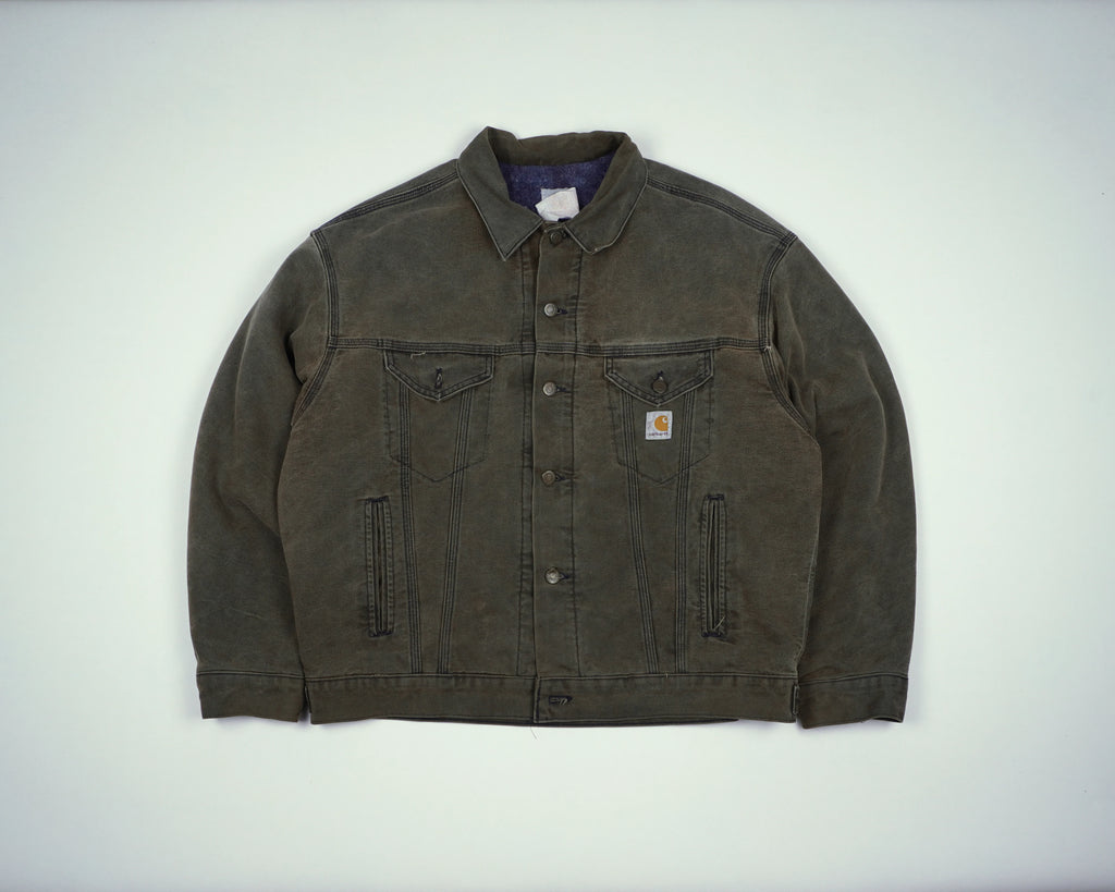 Carhartt Brown Trucker Detroit Jacket L Cotton