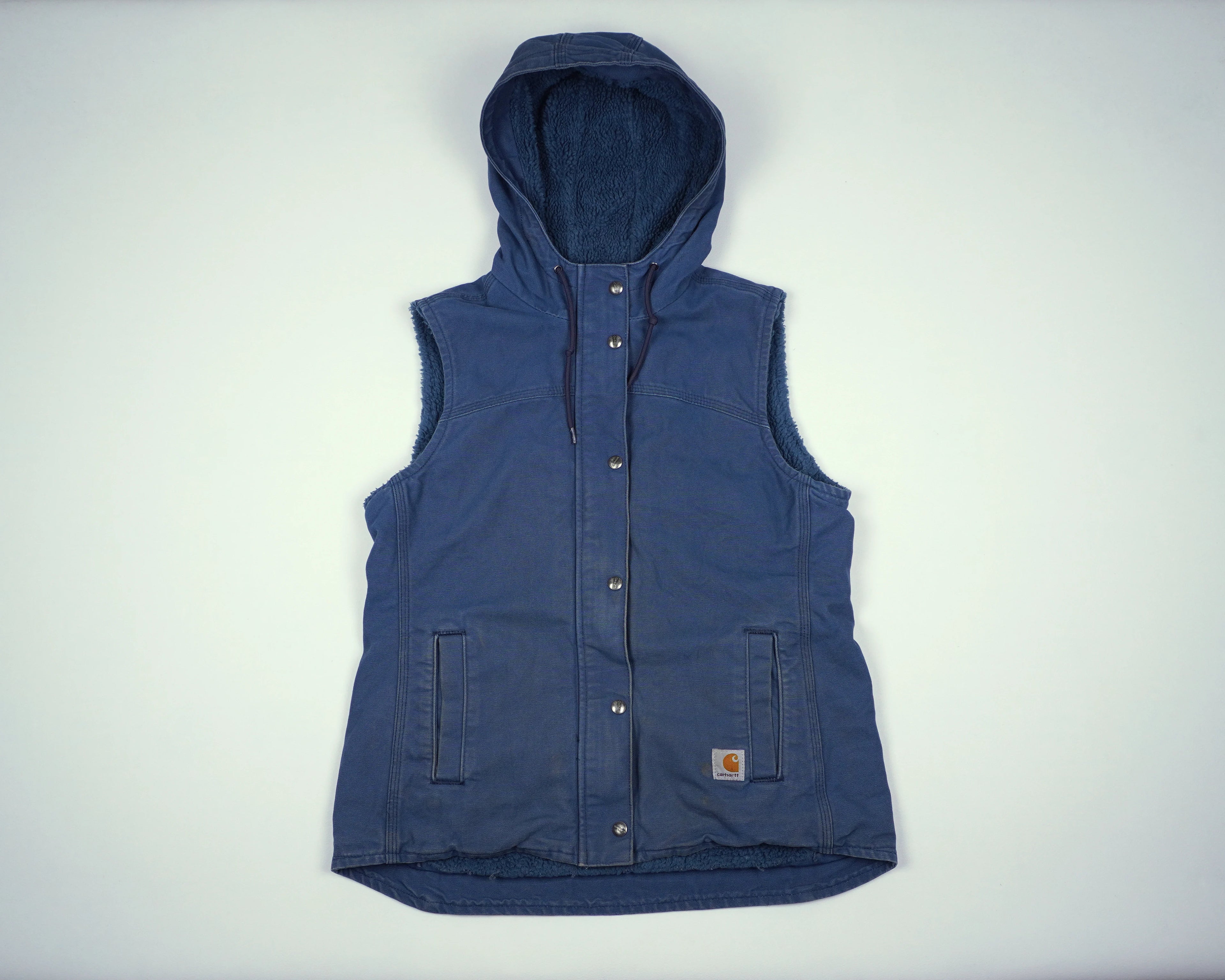 Carhartt Blue Hooded Vest S Cotton, Sherpa
