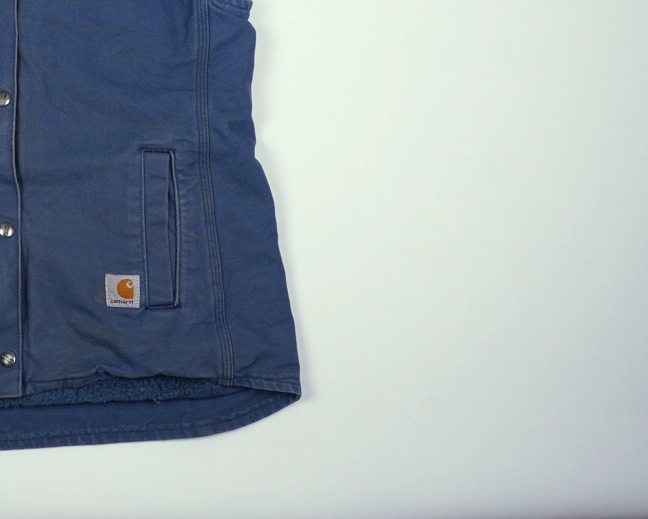 Carhartt Blue Hooded Vest S Cotton, Sherpa