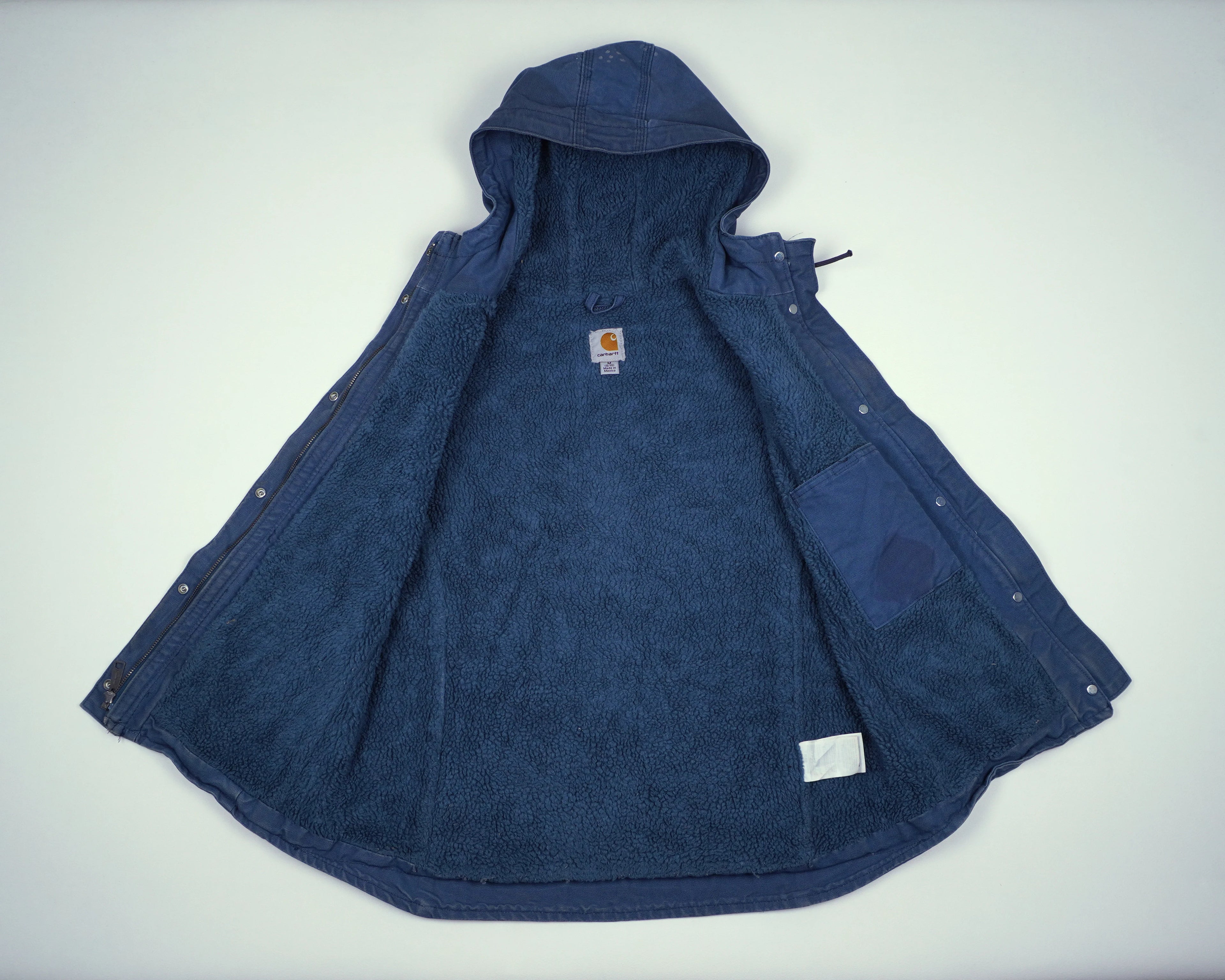 Carhartt Blue Hooded Vest S Cotton, Sherpa