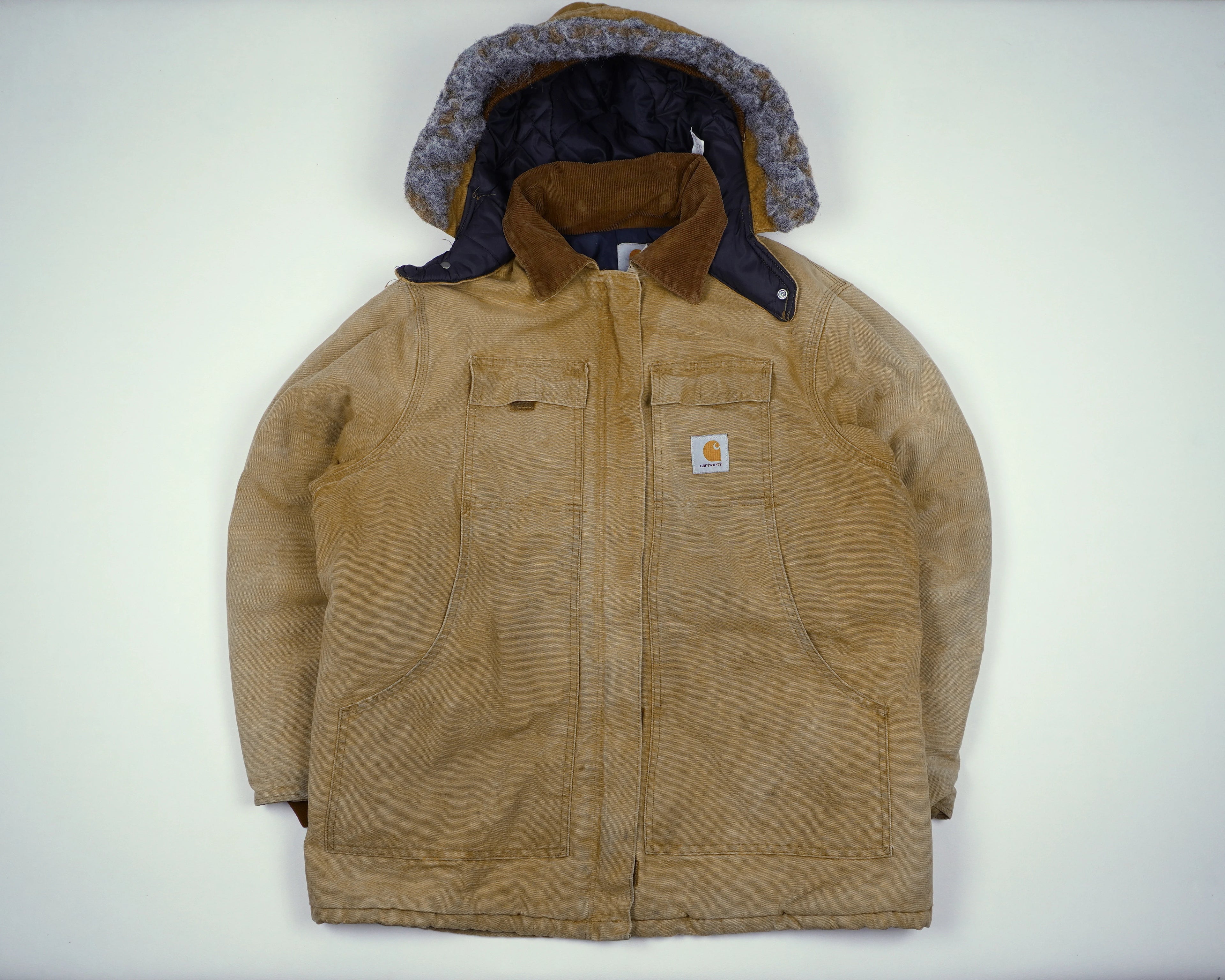 Carhartt Beige Berwick Jacket L Canvas, Faux fur, Polyester