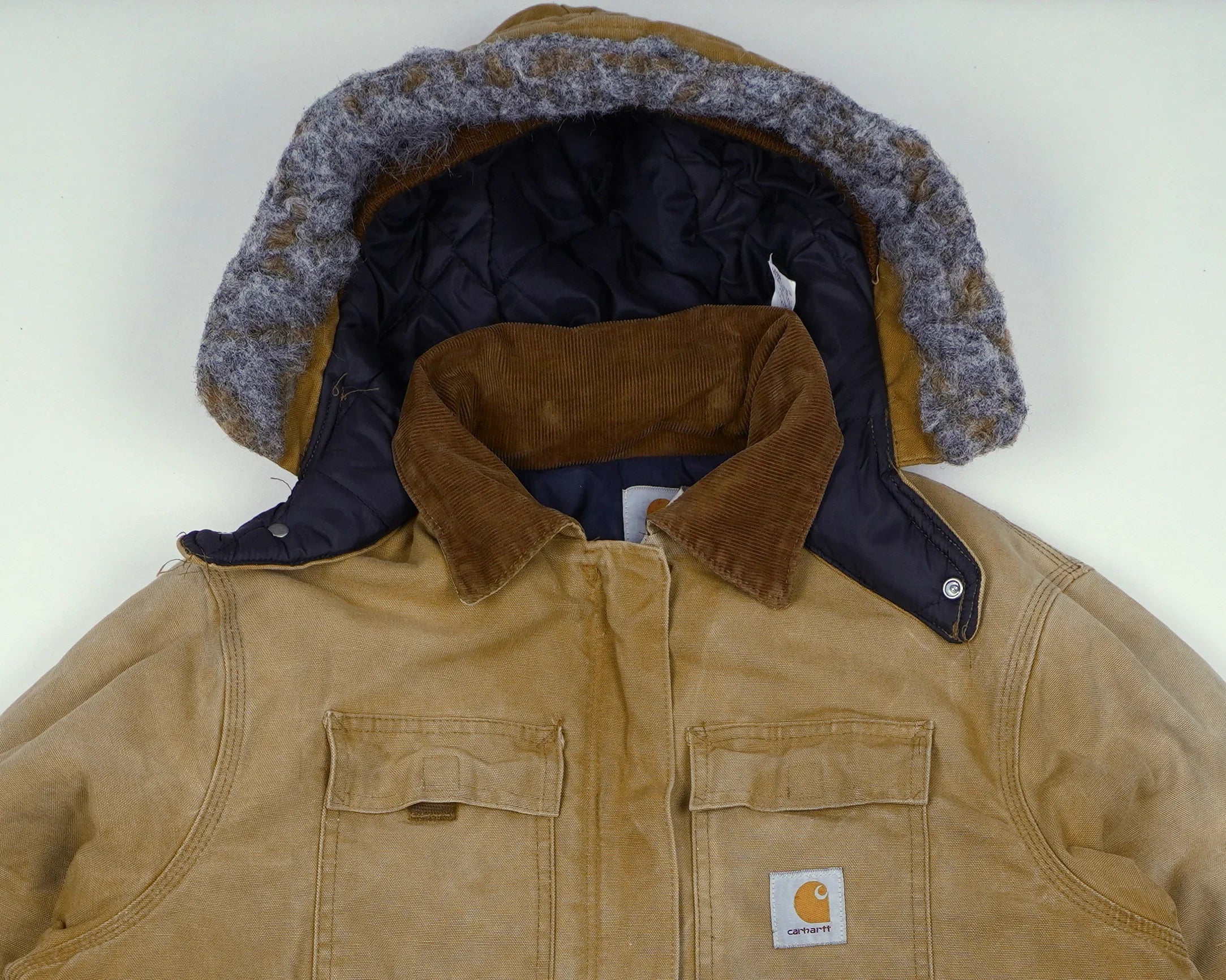 Carhartt Beige Berwick Jacket L Canvas, Faux fur, Polyester