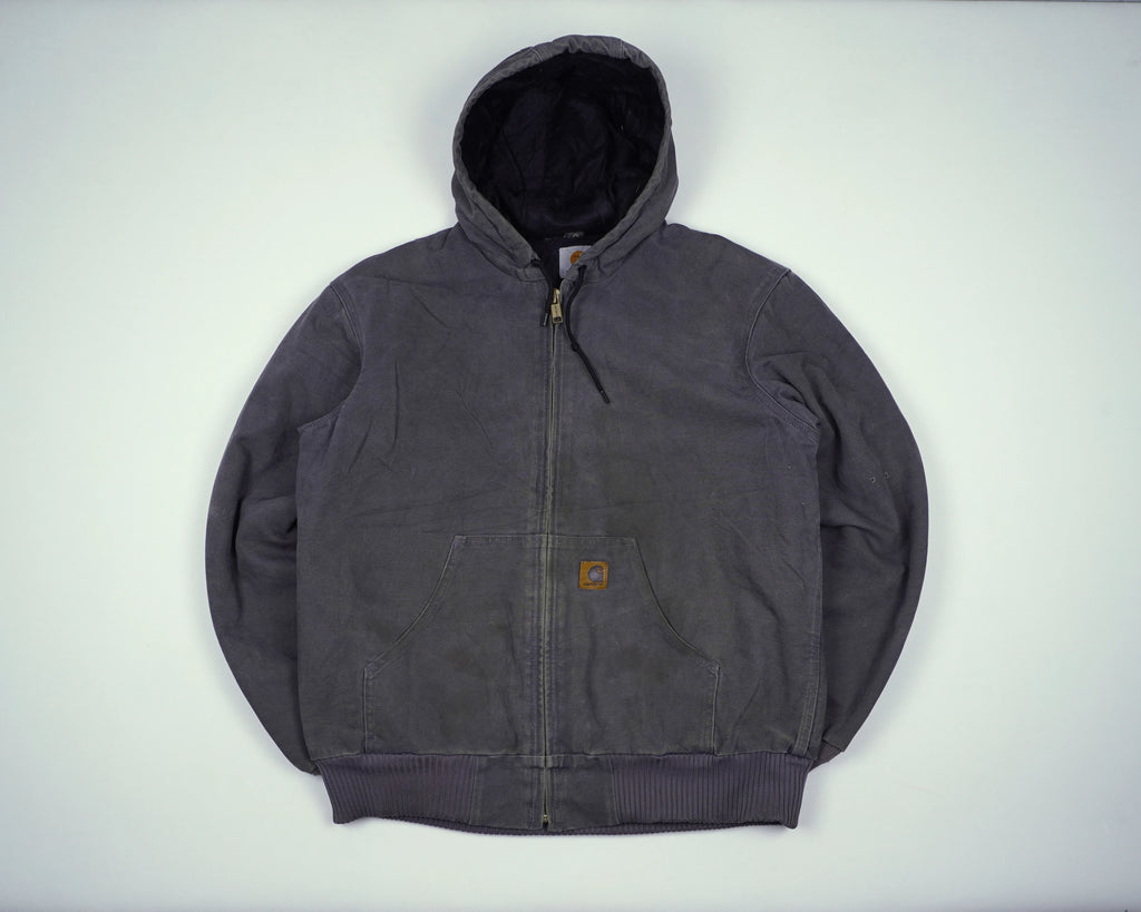 Carhartt Grey Hooded Canvas Jacket M Cotton