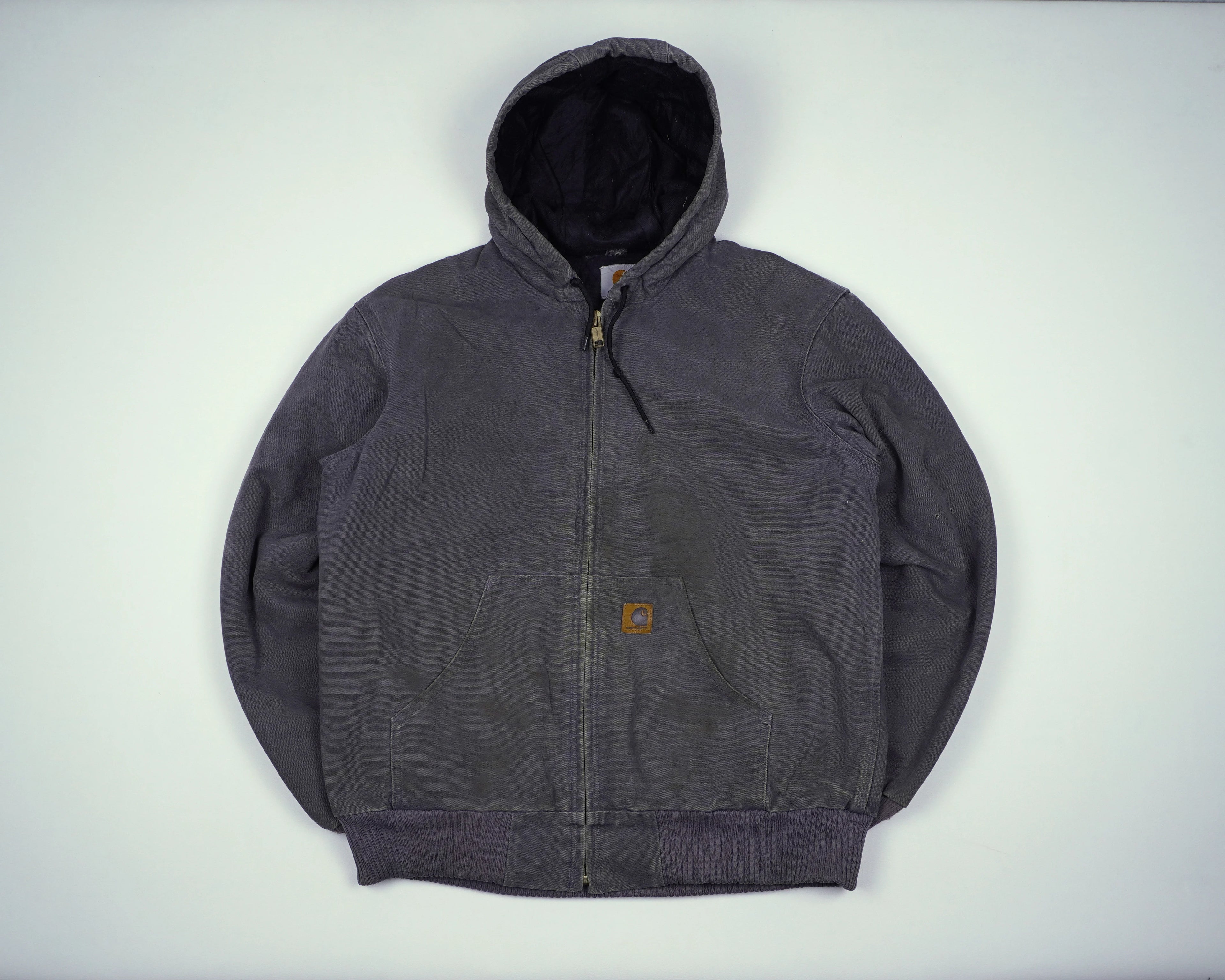 Carhartt Grey Hooded Canvas Jacket M Cotton