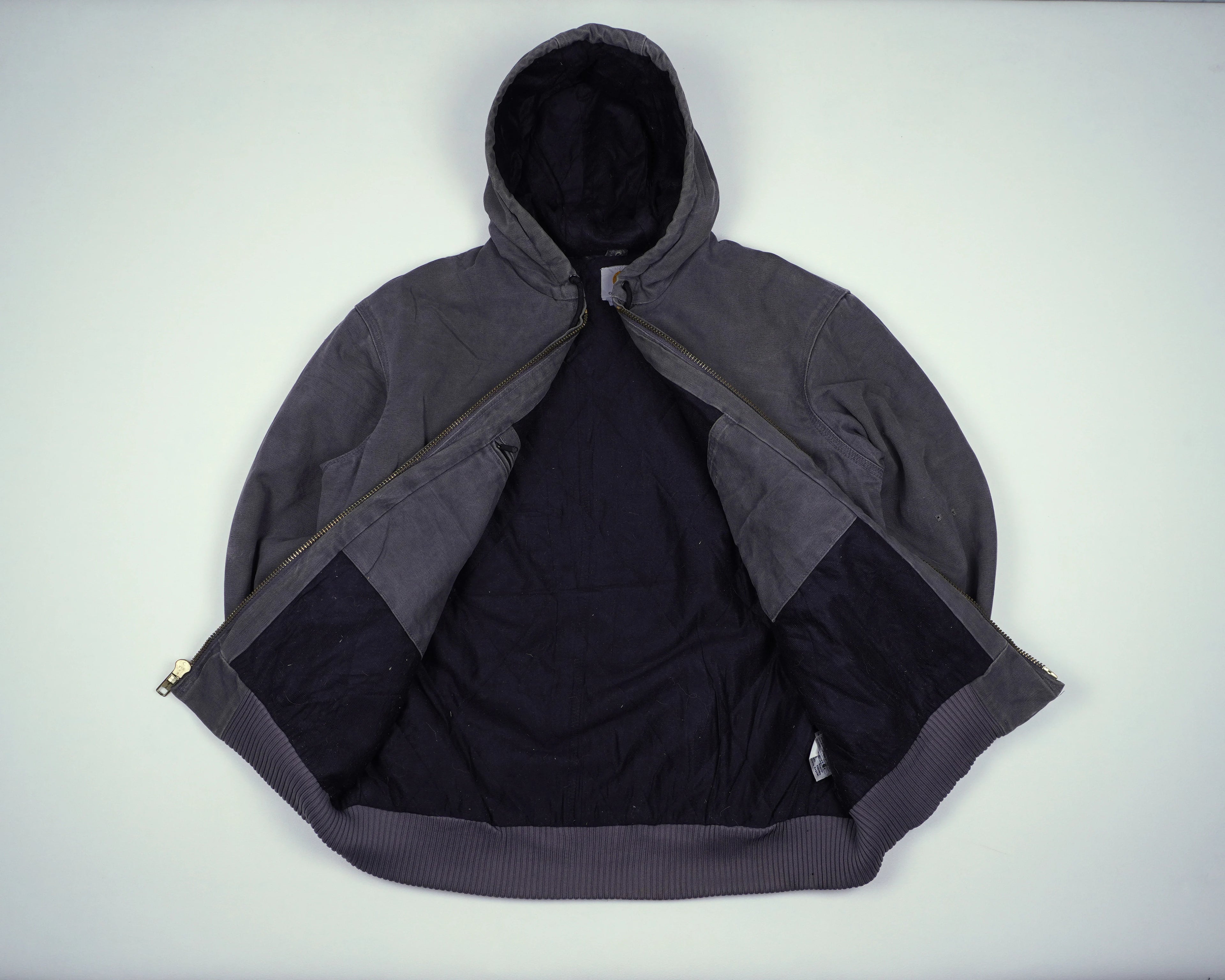Carhartt Grey Hooded Canvas Jacket M Cotton