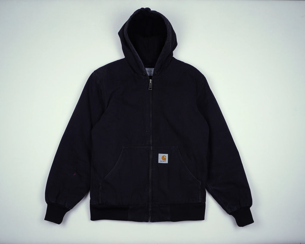 Carhartt Black Hooded Work Jacket L Canvas