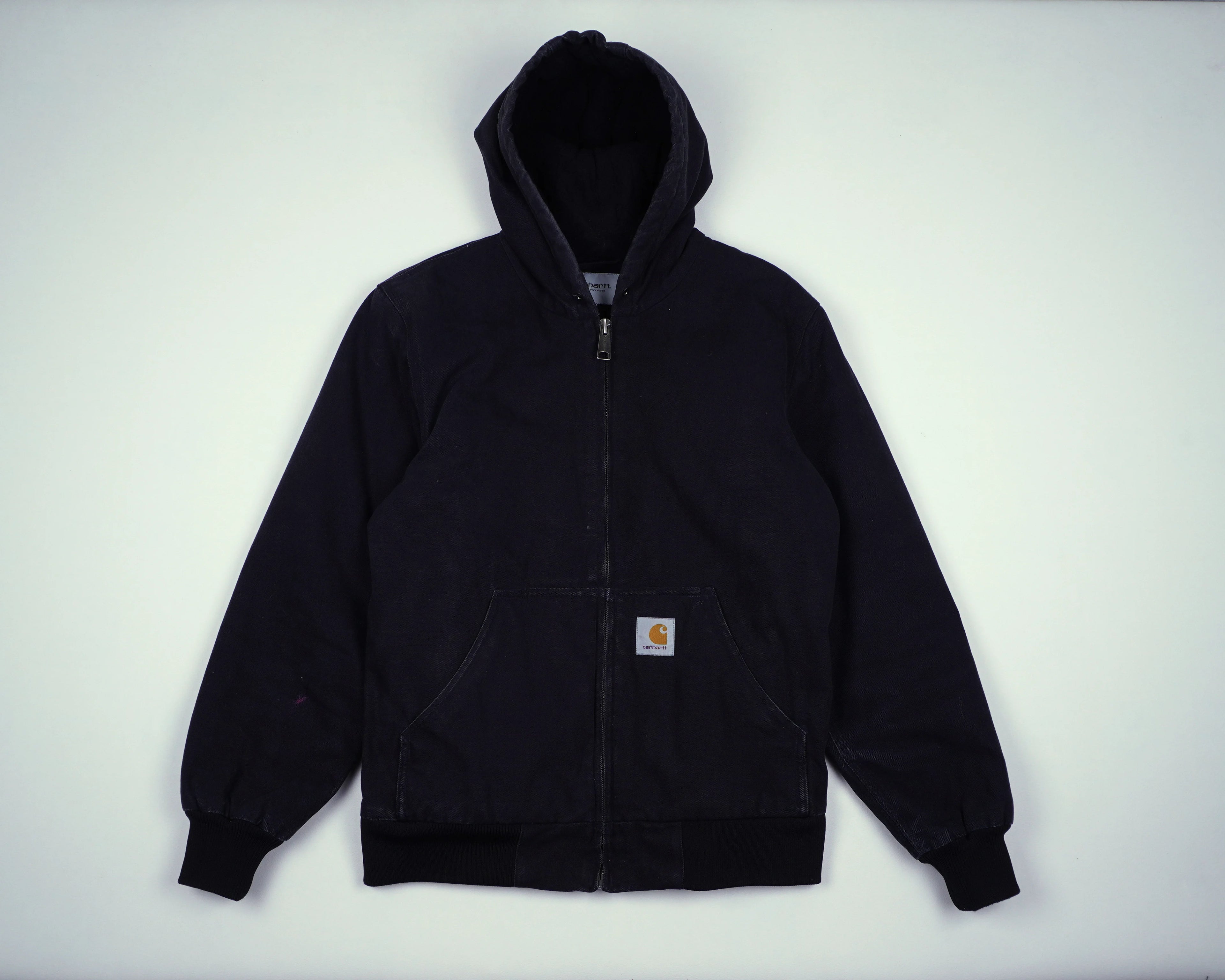 Carhartt Black Hooded Work Jacket L Canvas