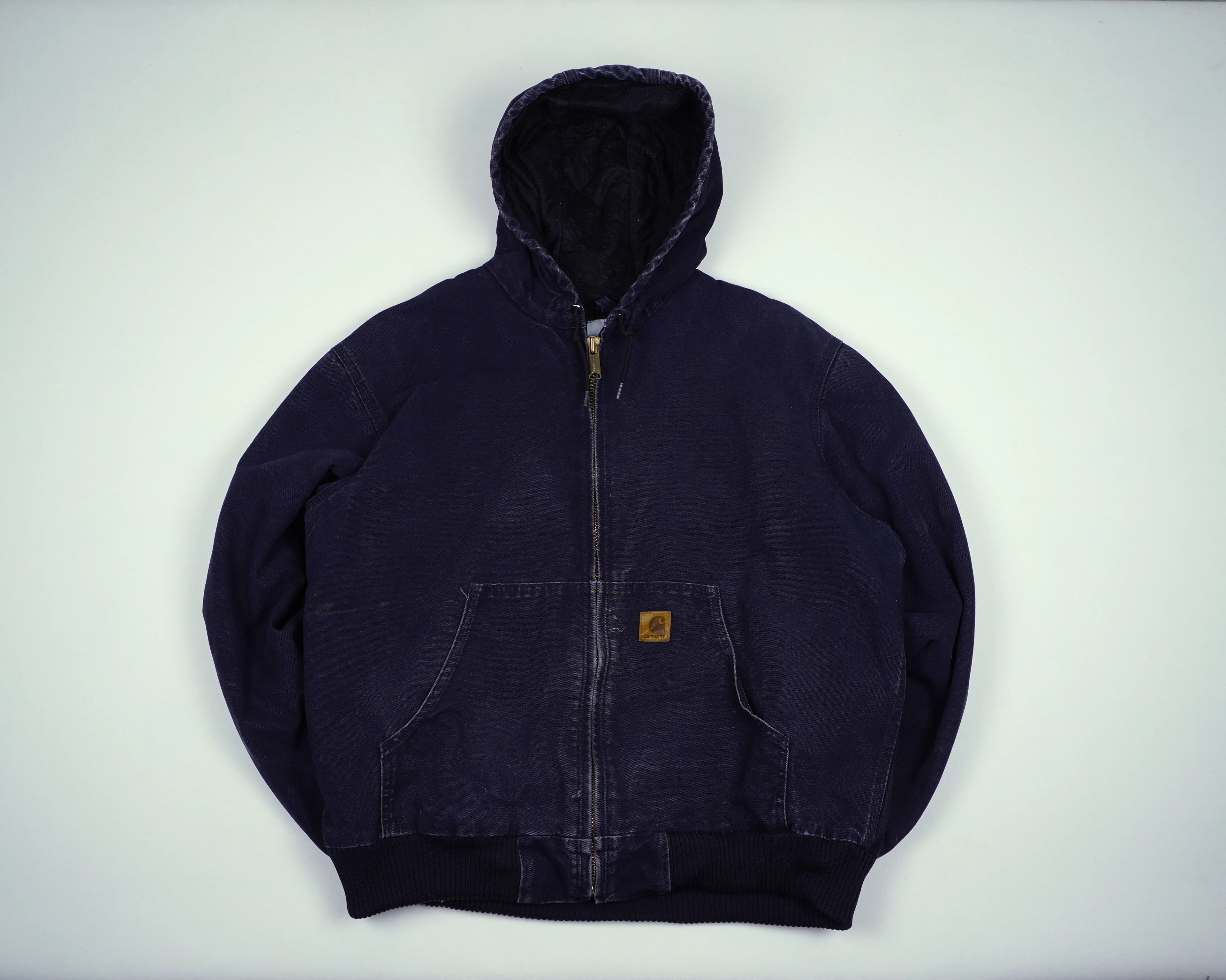 Carhartt Navy Hooded Work Jacket L Cotton