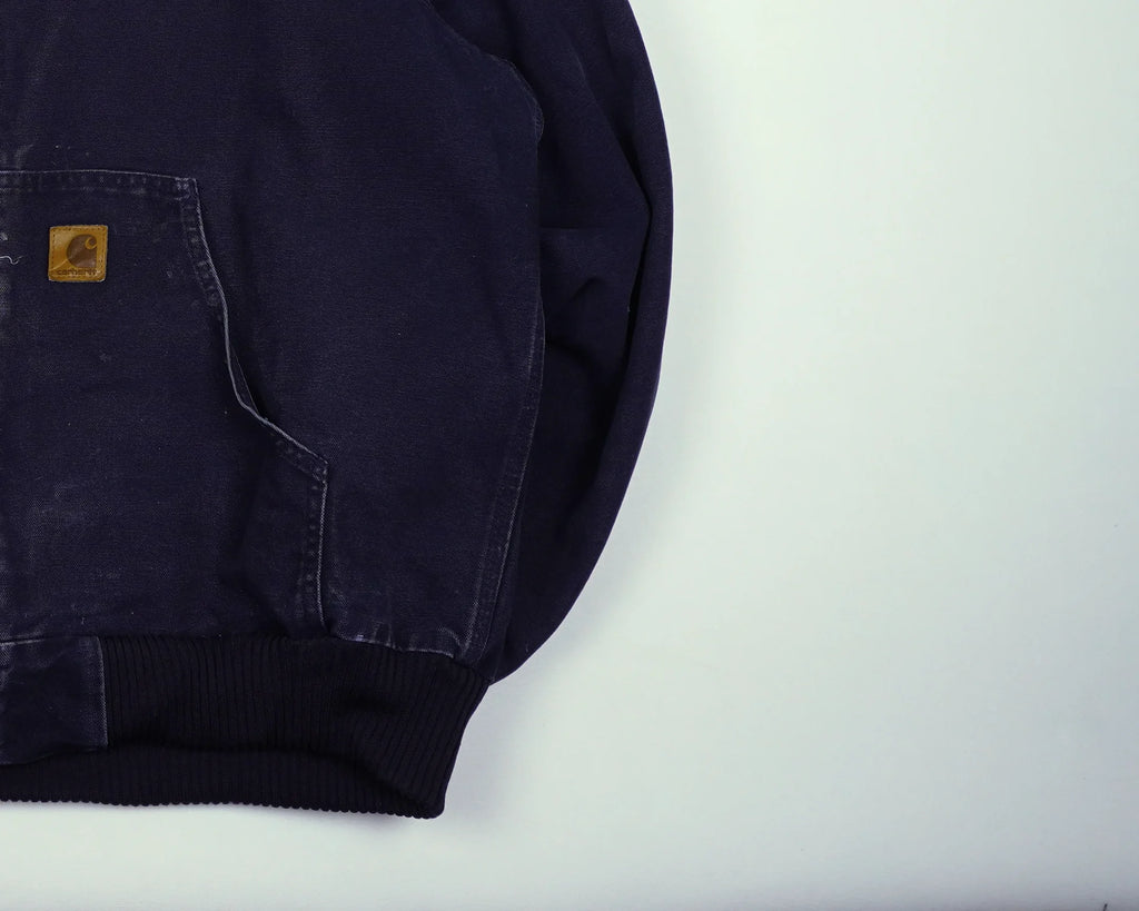 Carhartt Navy Hooded Work Jacket L Cotton