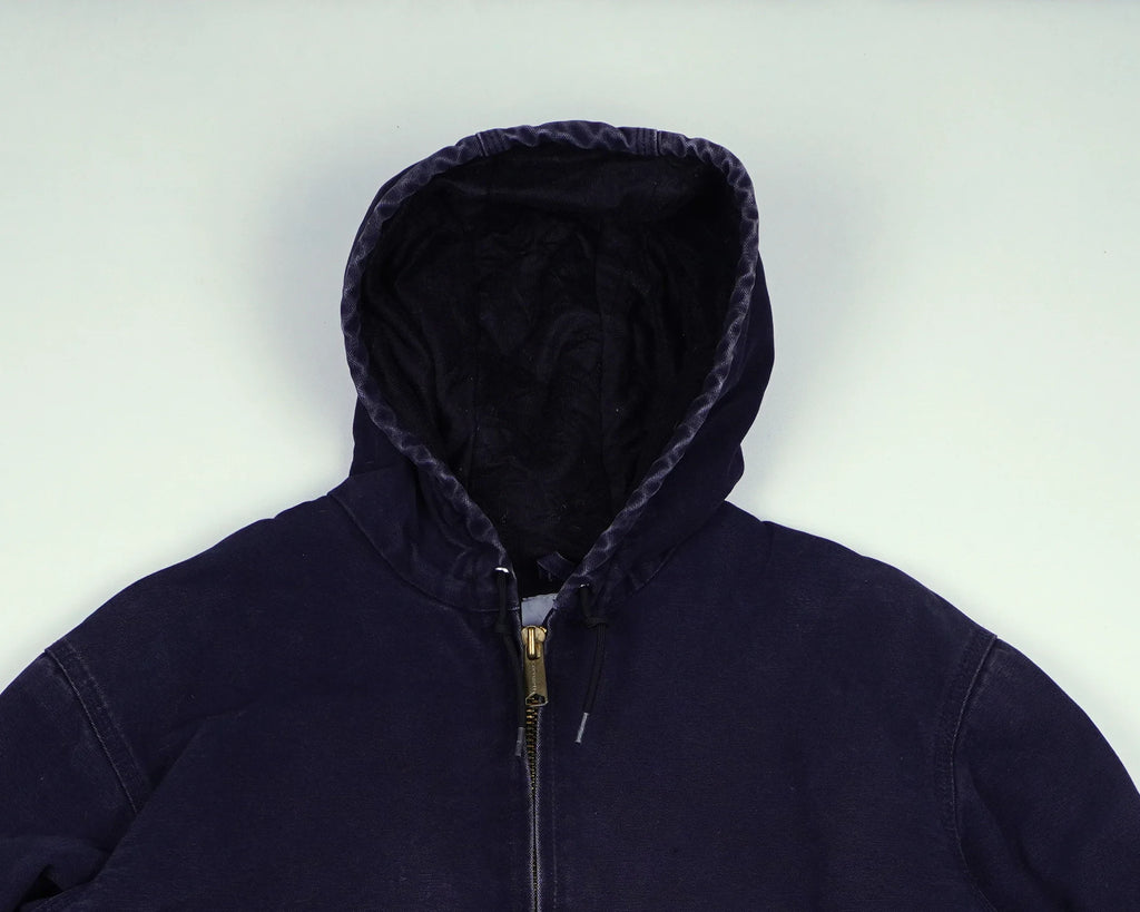 Carhartt Navy Hooded Work Jacket L Cotton