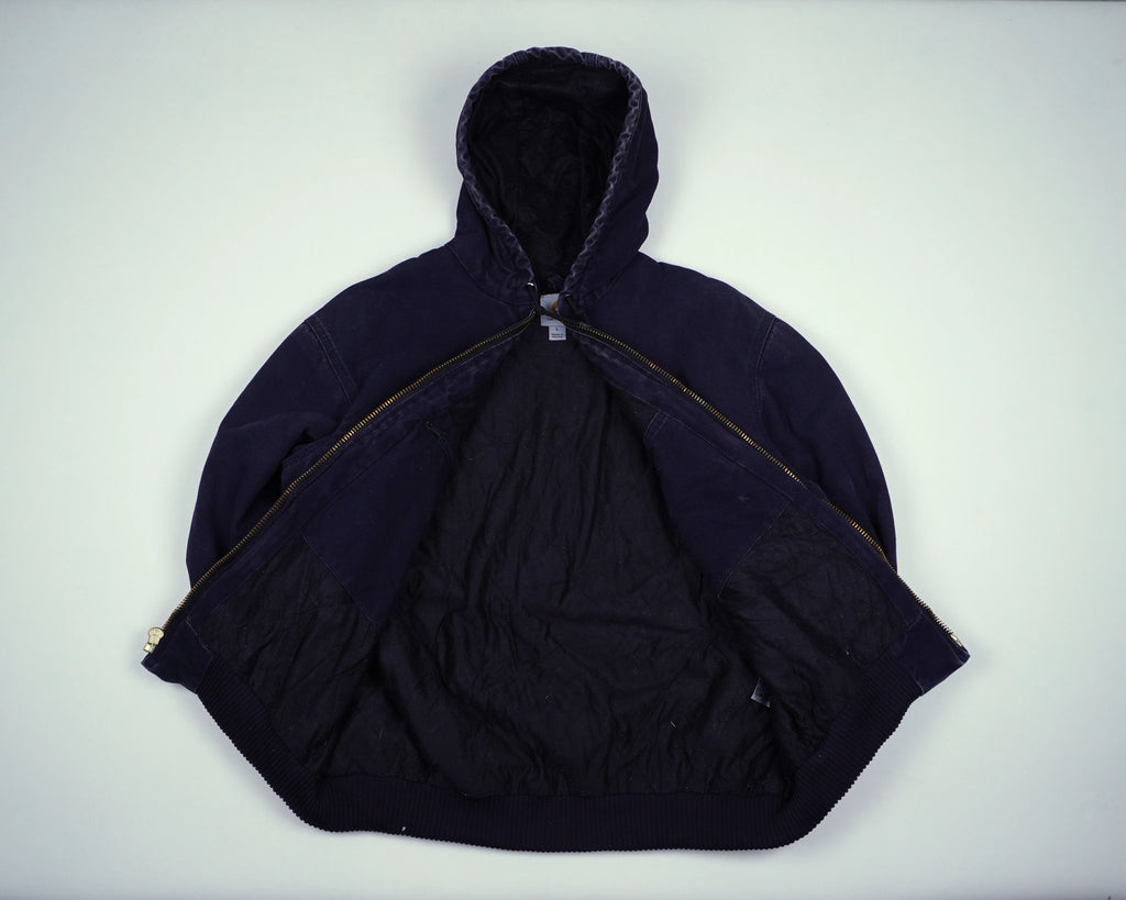 Carhartt Navy Hooded Work Jacket L Cotton