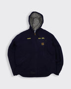Carhartt marineblauwe Active jas maat L, gemaakt van katoen en polyester.