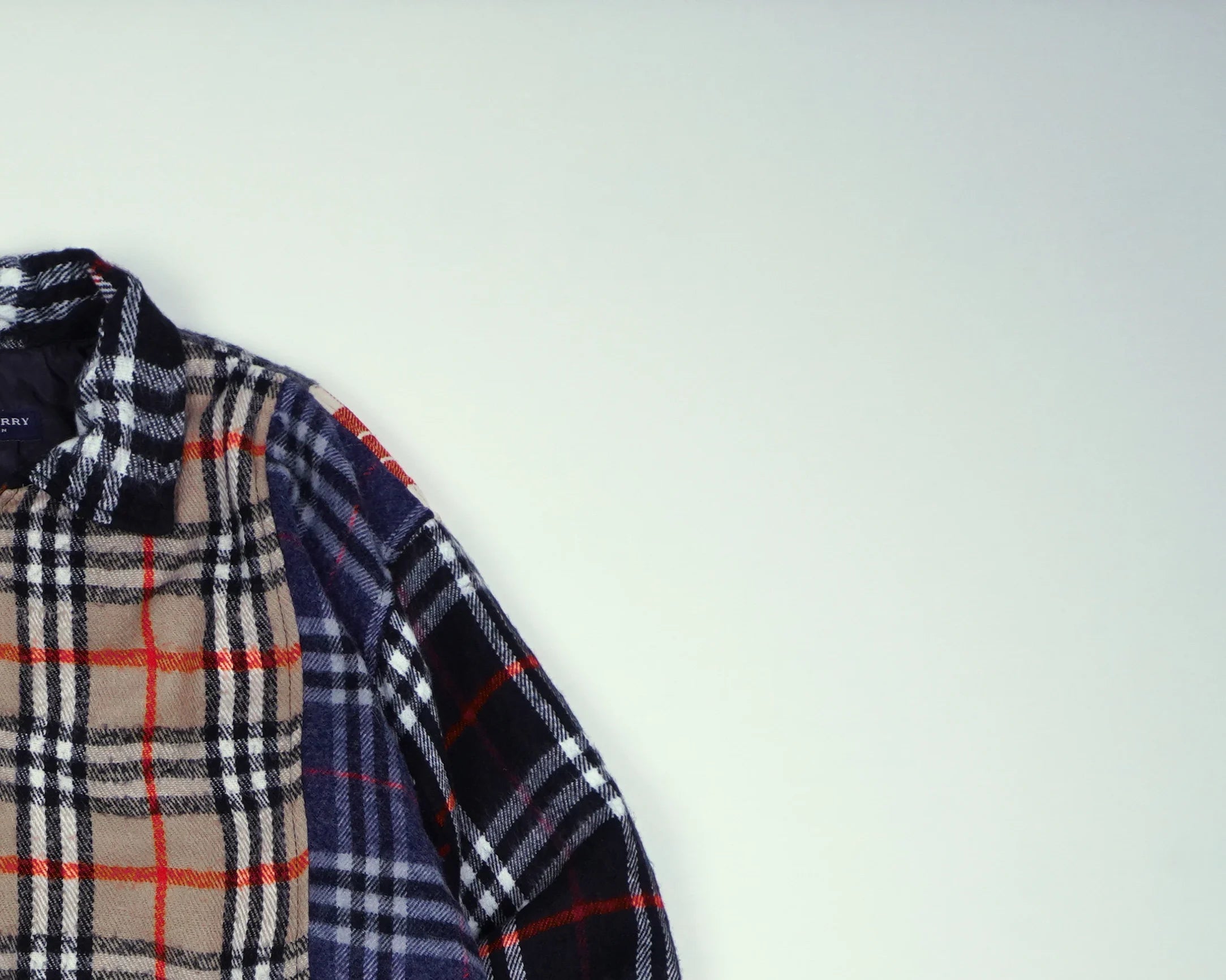 Reworked Burberry Navy Bomber Jacket S Wool, Polyester