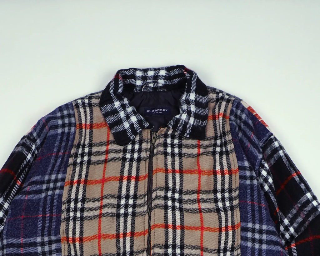 Reworked Burberry Navy Bomber Jacket S Wool, Polyester