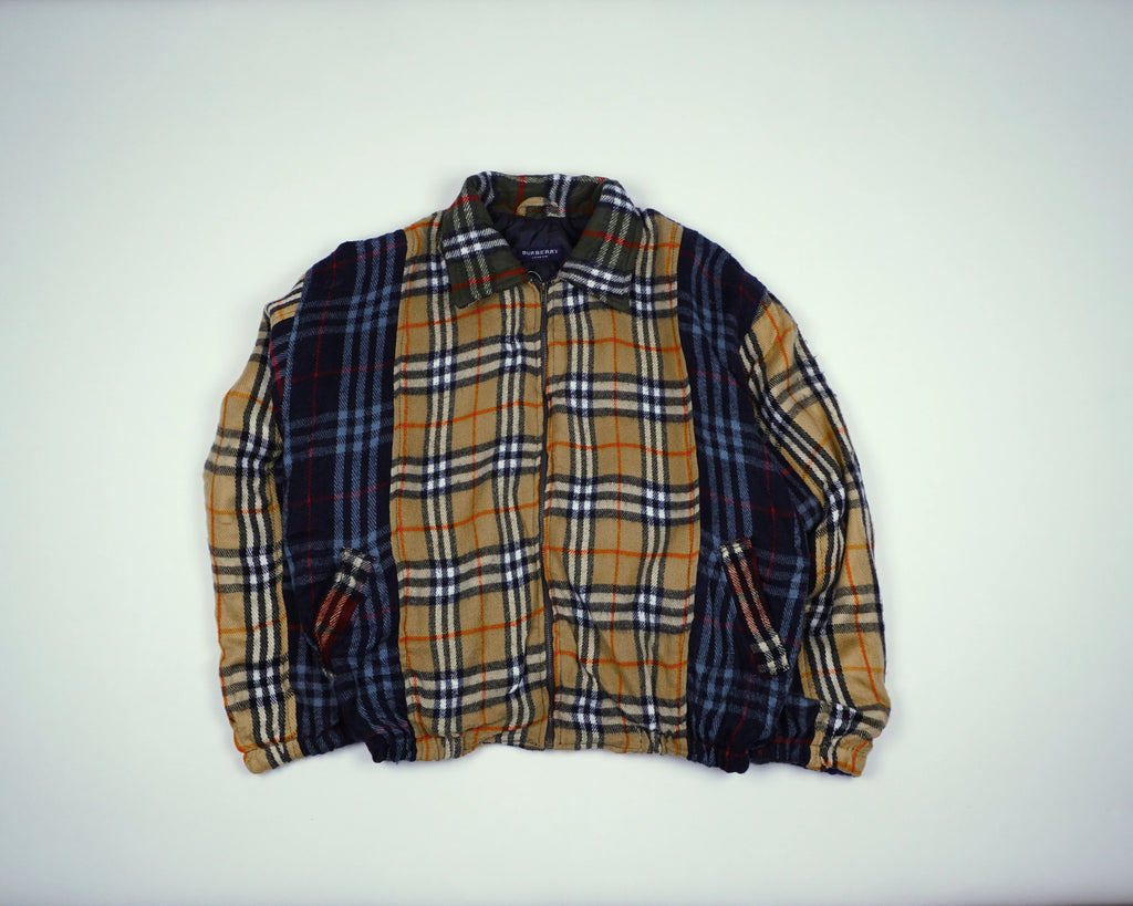 Reworked Burberry Beige Bomber Jacket S Wool, Polyester