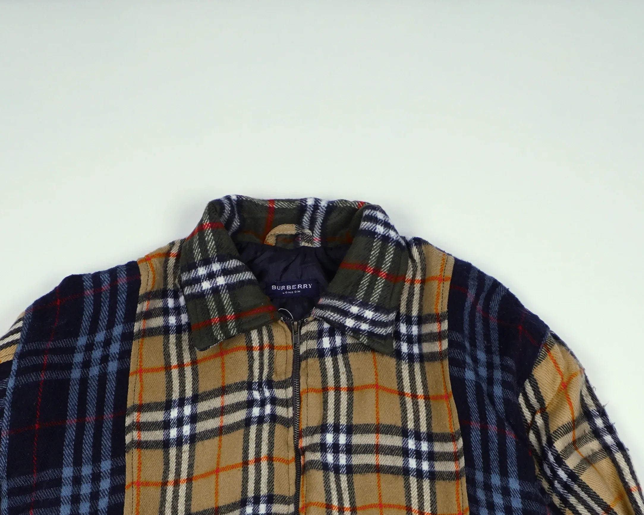 Reworked Burberry Beige Bomber Jacket S Wool, Polyester