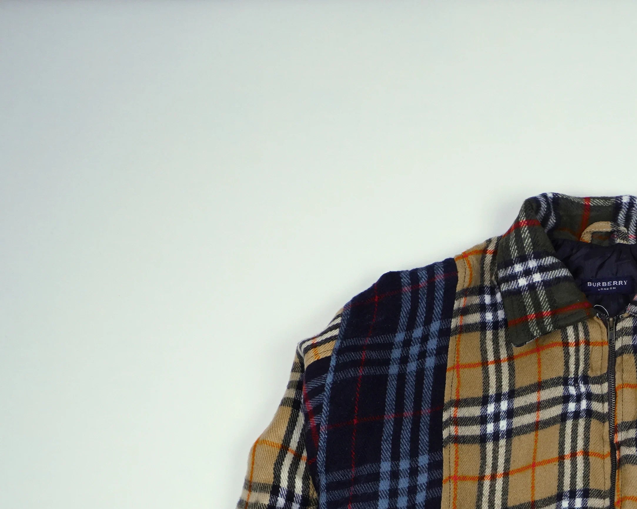 Reworked Burberry Beige Bomber Jacket S Wool, Polyester