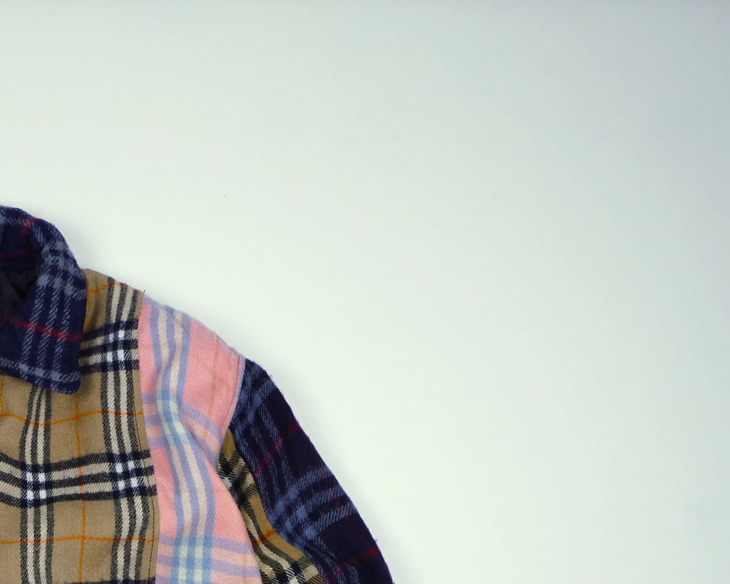 Reworked Burberry Brown Bomber Jacket M Wool, Polyester