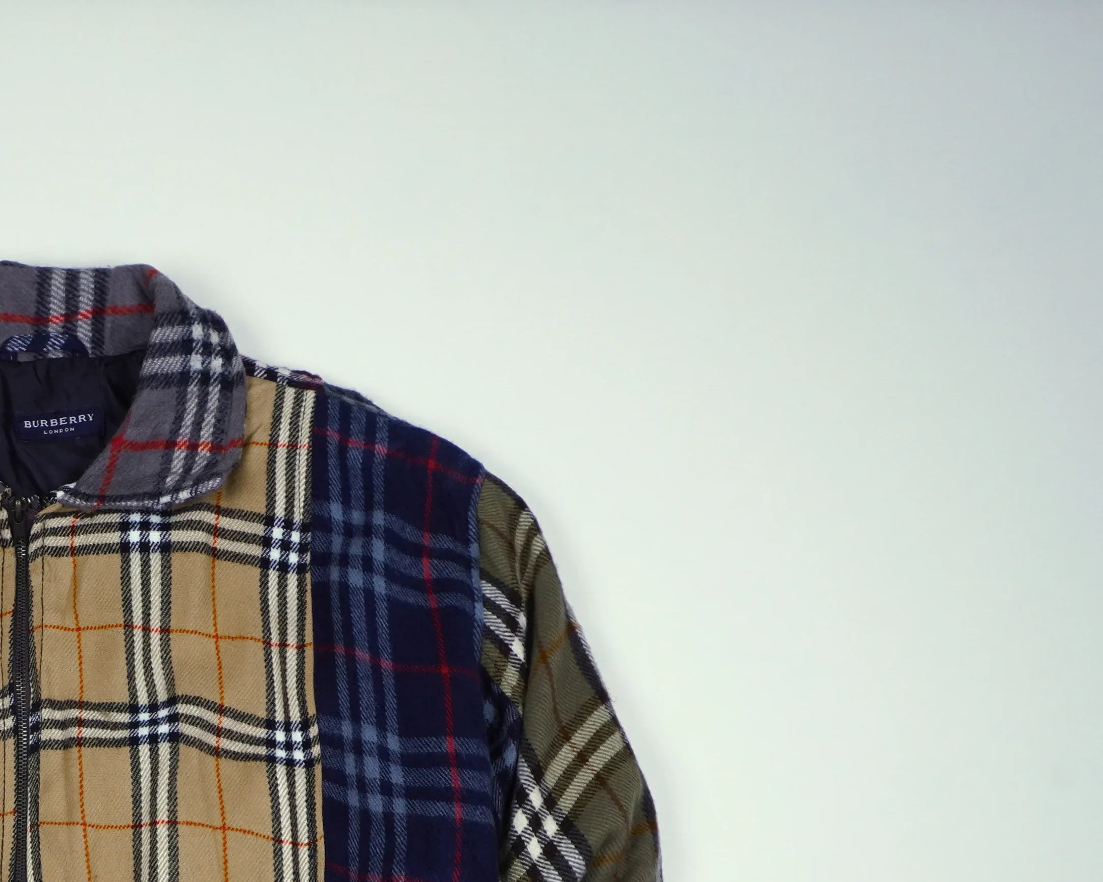 Reworked Burberry Brown Bomber Jacket M Wool, Polyester