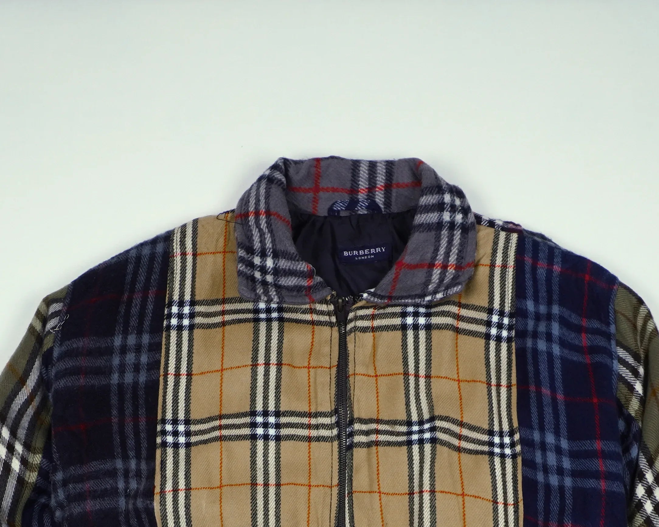 Reworked Burberry Brown Bomber Jacket M Wool, Polyester