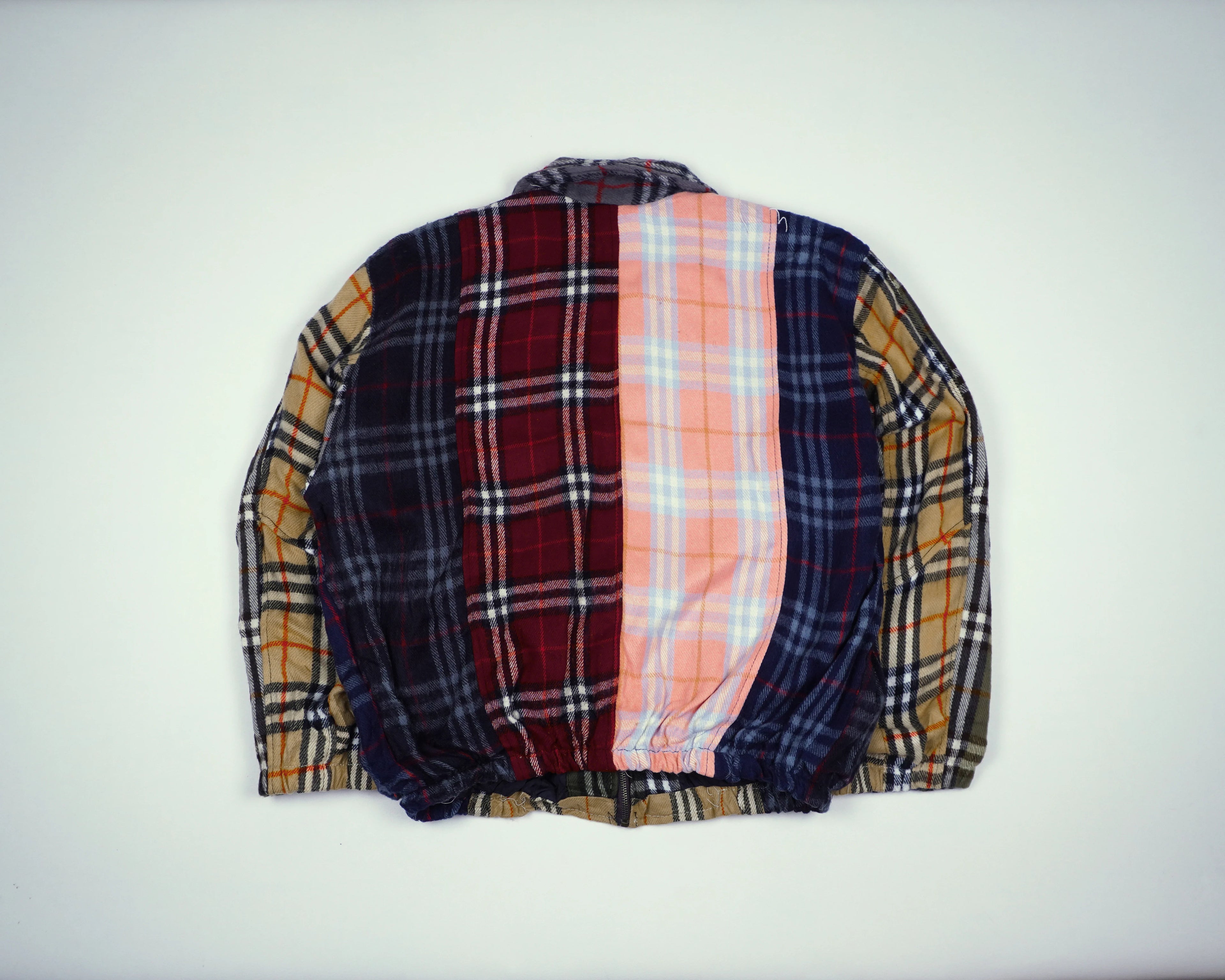 Reworked Burberry Brown Bomber Jacket M Wool, Polyester