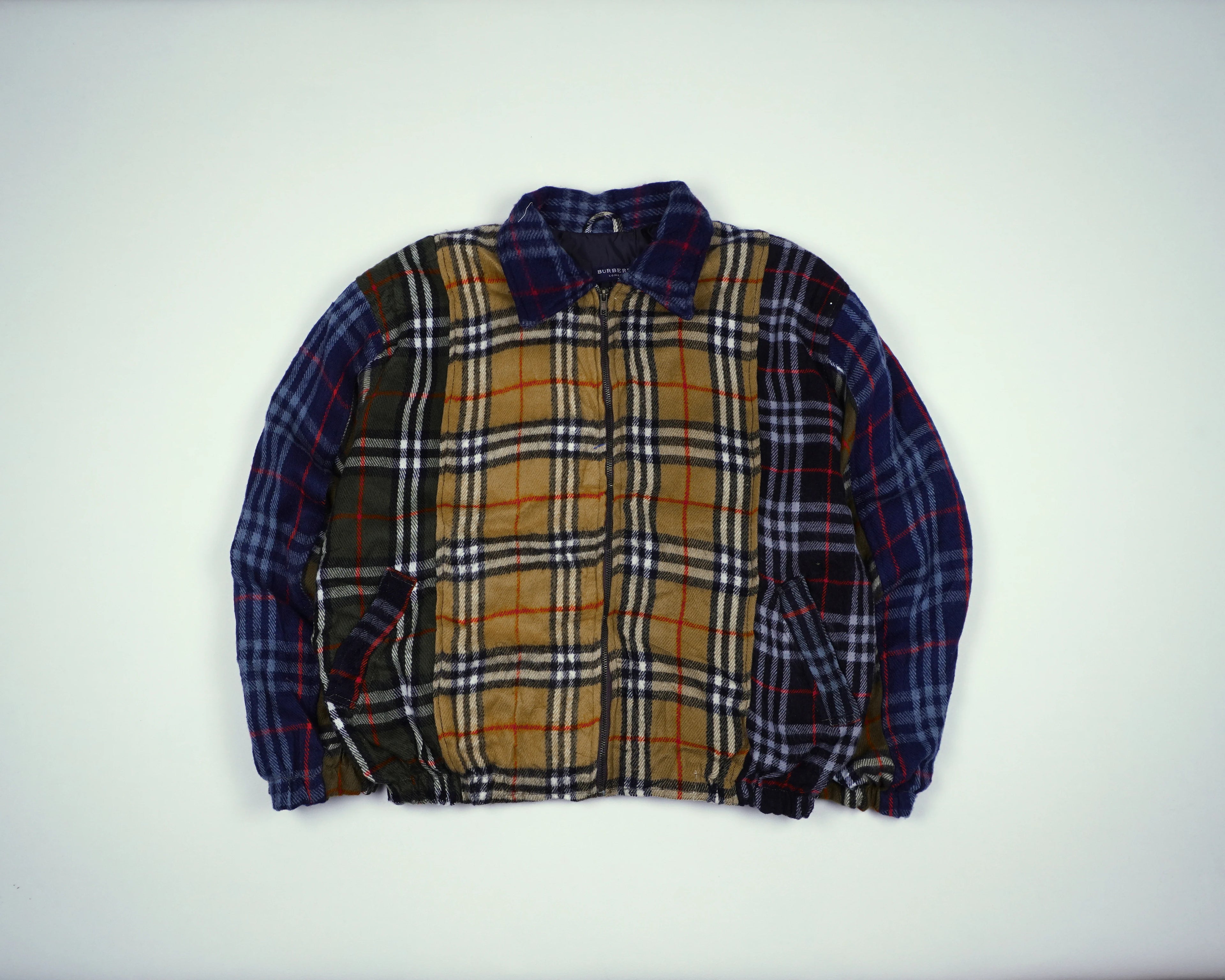 Reworked Burberry Navy Bomber Jacket S Wool, Polyester