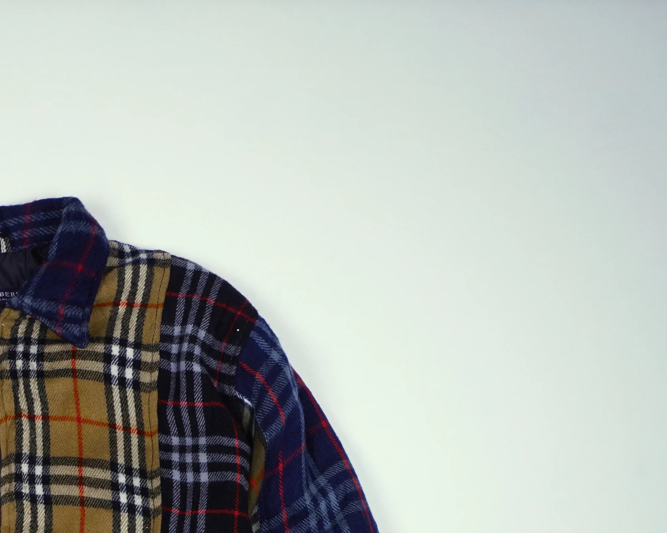 Reworked Burberry Navy Bomber Jacket S Wool, Polyester