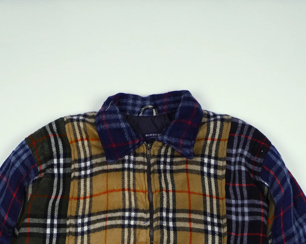 Reworked Burberry Navy Bomber Jacket S Wool, Polyester