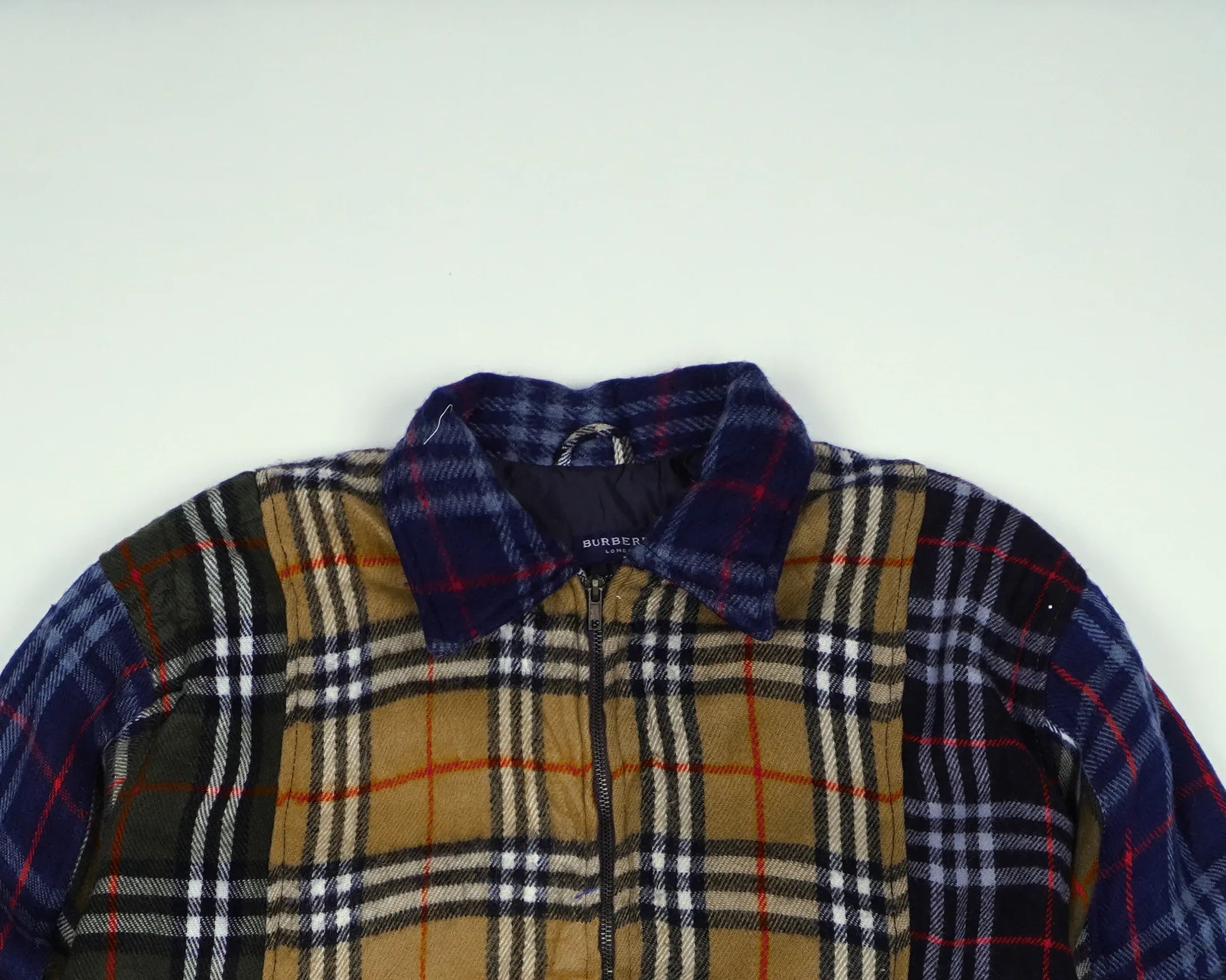 Reworked Burberry Navy Bomber Jacket S Wool, Polyester