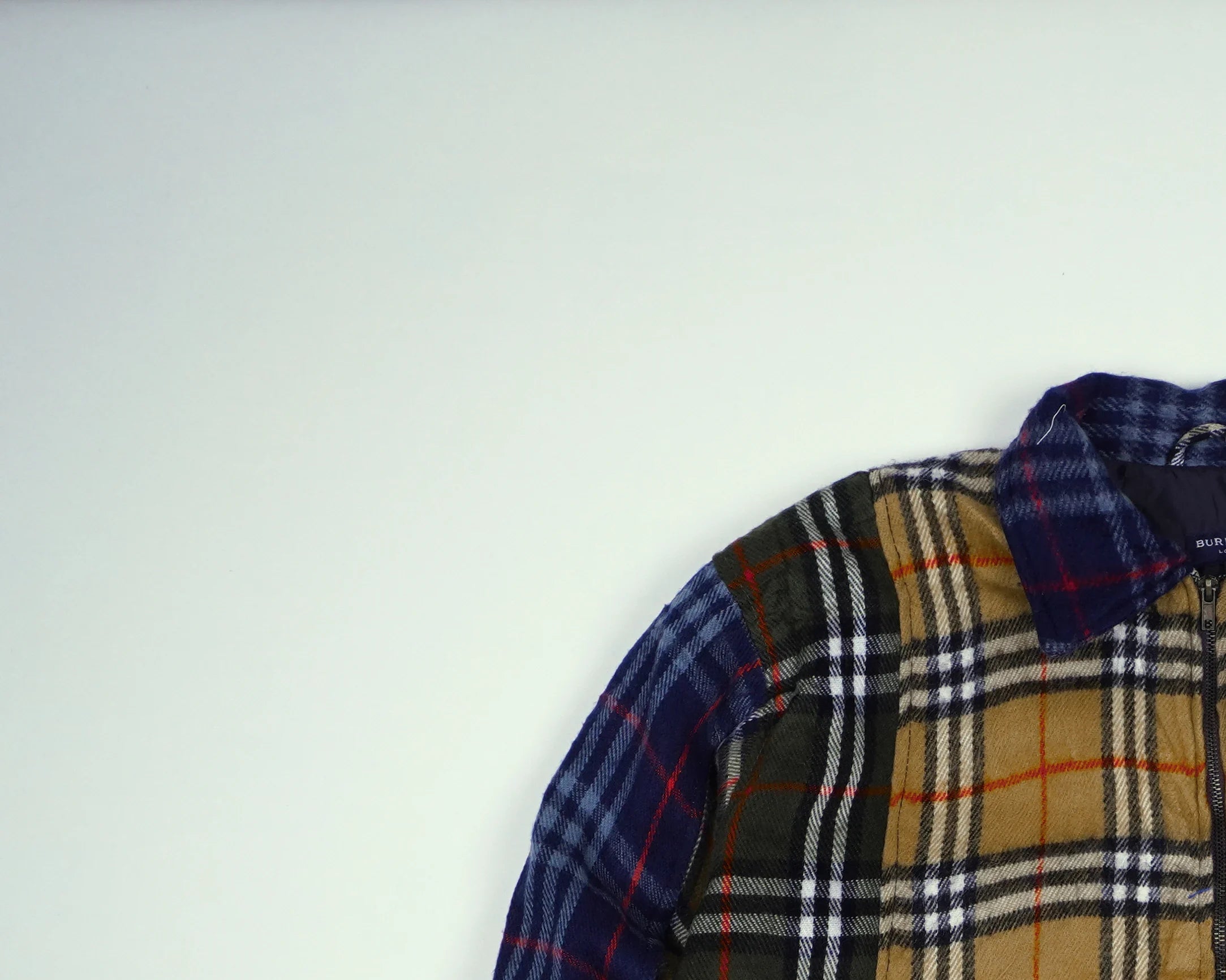 Reworked Burberry Navy Bomber Jacket S Wool, Polyester