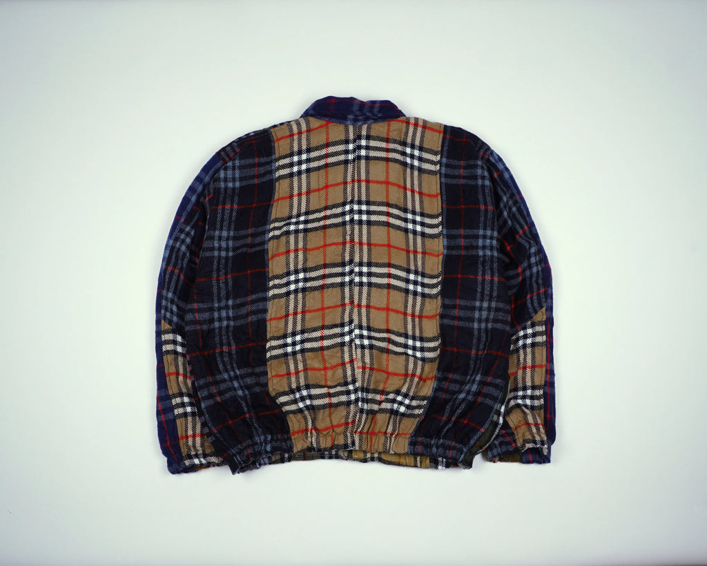 Reworked Burberry Navy Bomber Jacket S Wool, Polyester