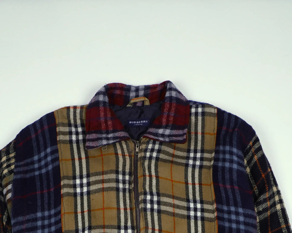 Reworked Burberry Navy Bomber Jacket S Wool, Polyester