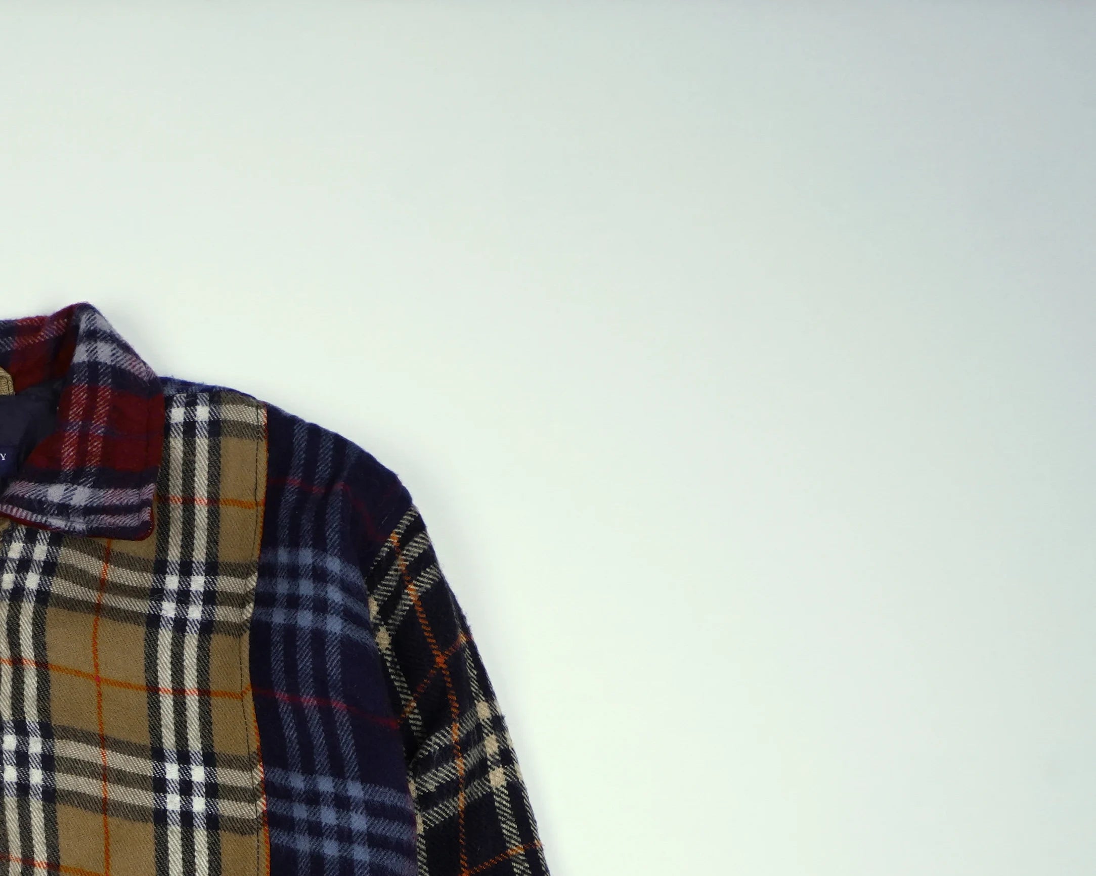 Reworked Burberry Navy Bomber Jacket S Wool, Polyester