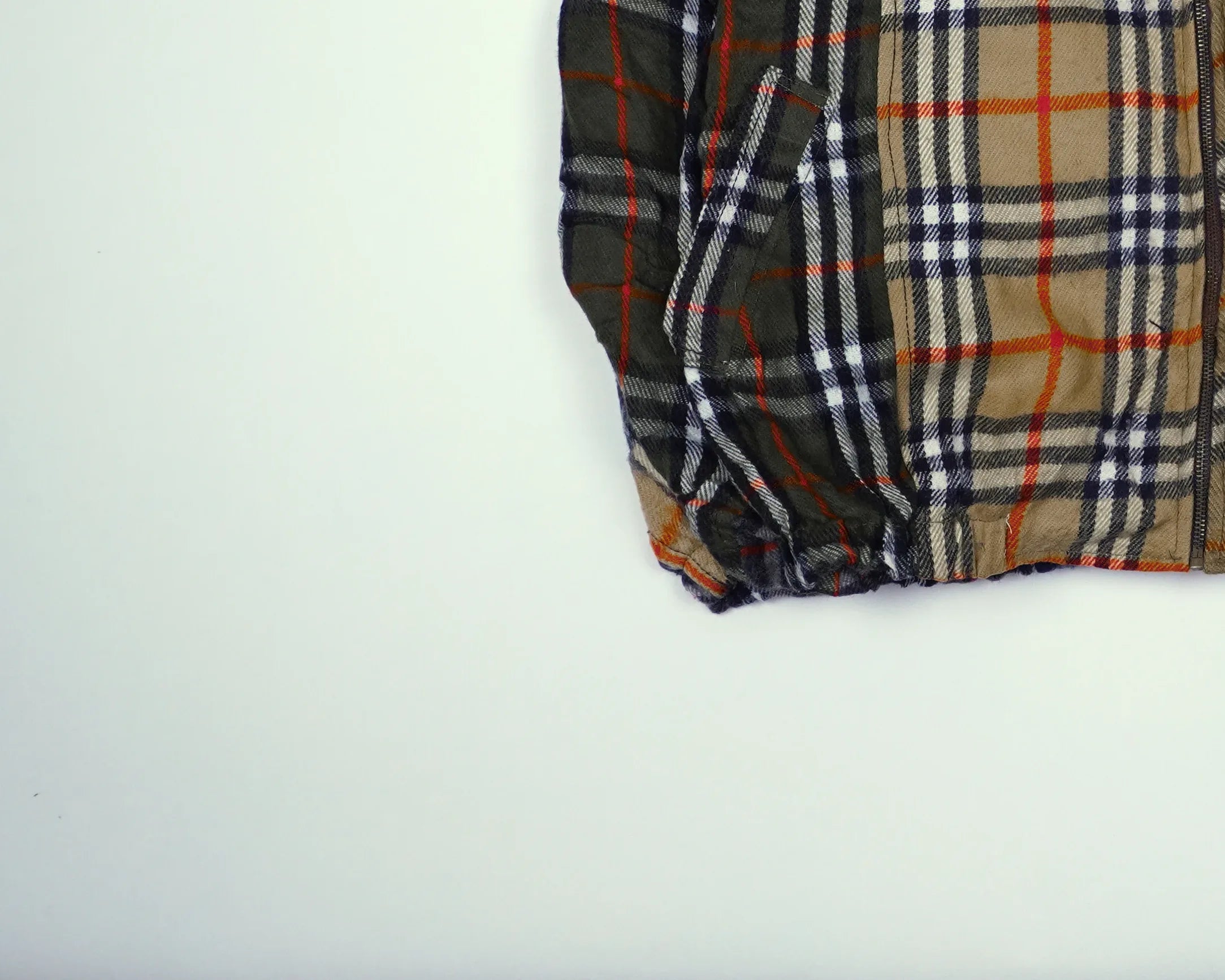 Reworked Burberry Brown Bomber Jacket M Wool, Polyester