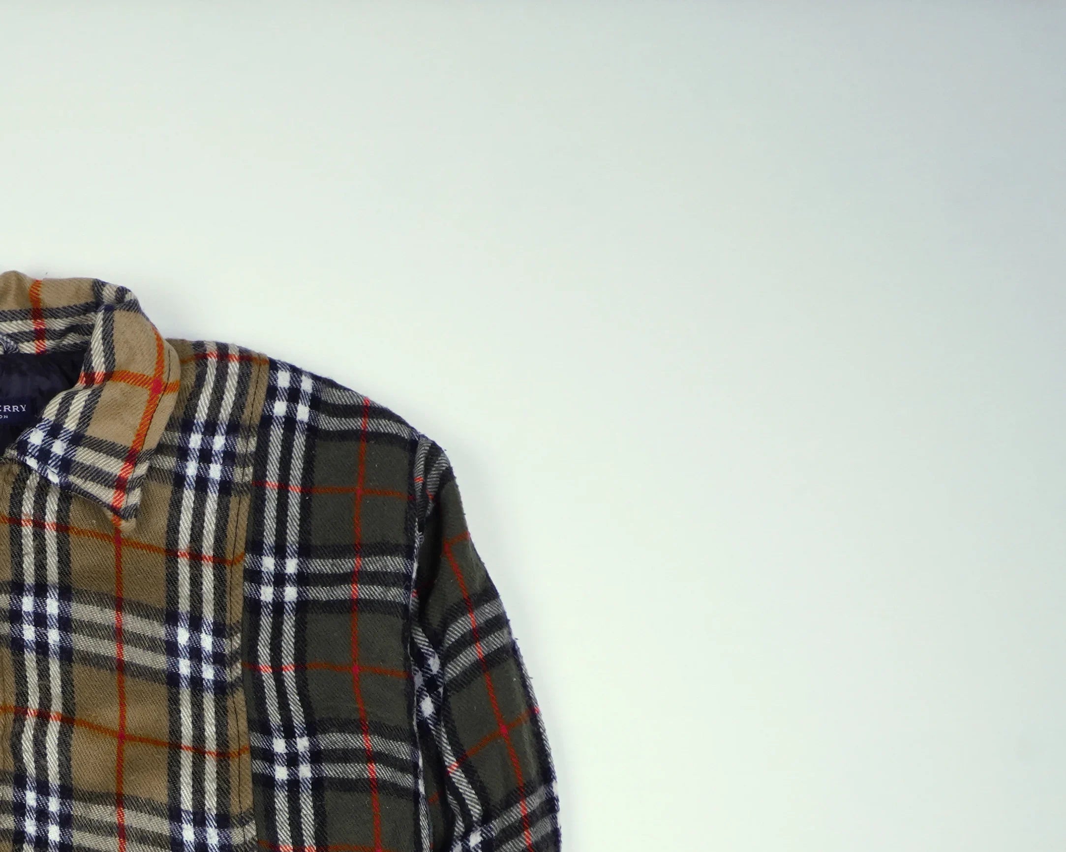 Reworked Burberry Brown Bomber Jacket M Wool, Polyester