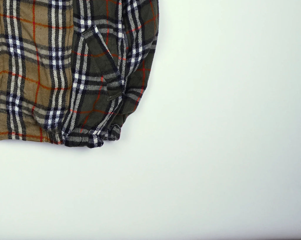 Reworked Burberry Brown Bomber Jacket M Wool, Polyester