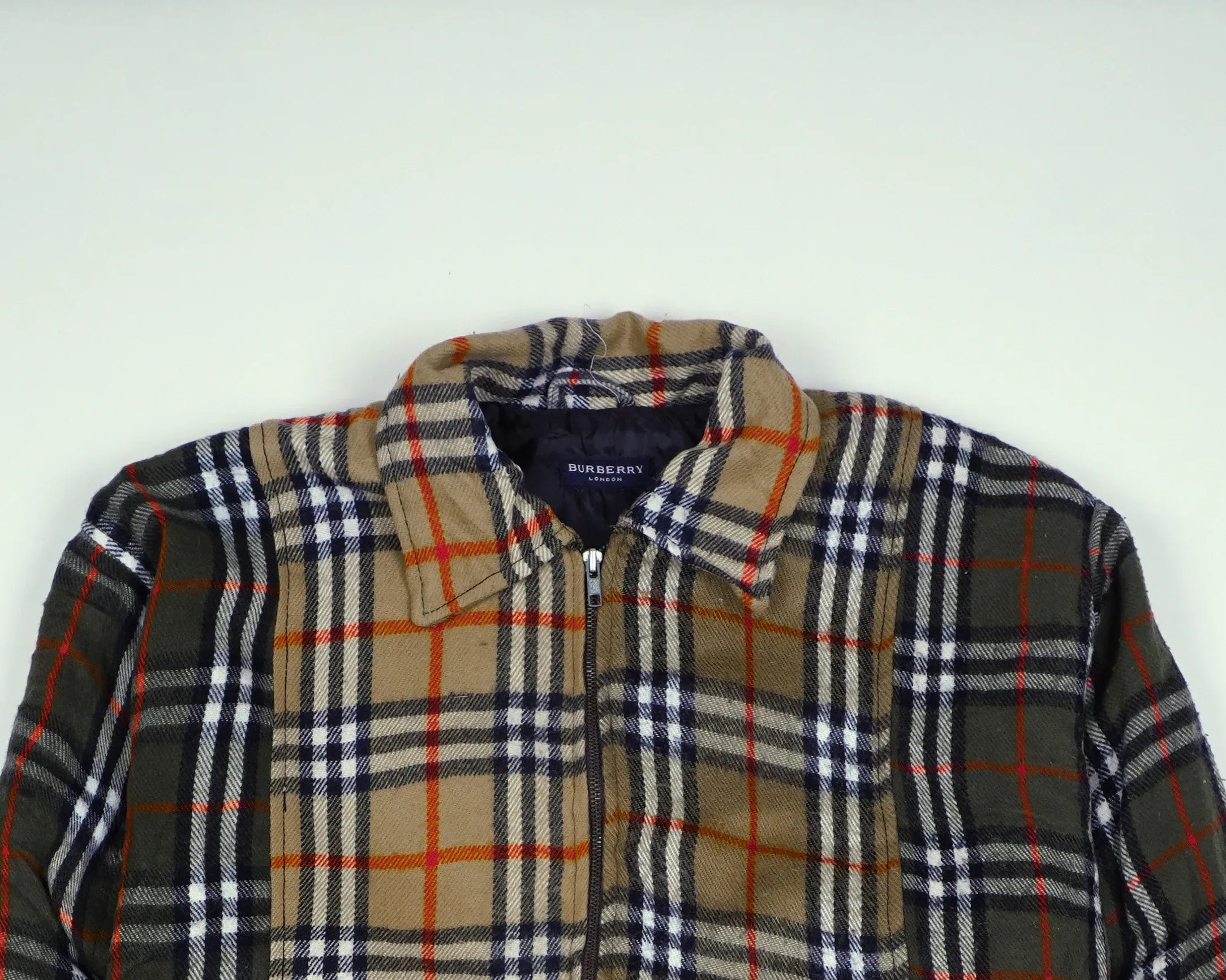 Reworked Burberry Brown Bomber Jacket M Wool, Polyester