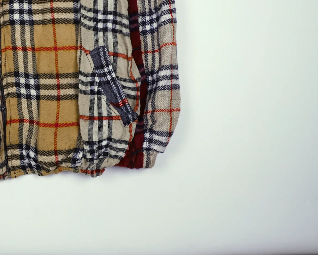 Reworked Burberry Brown Bomber Jacket L Wool, Polyester