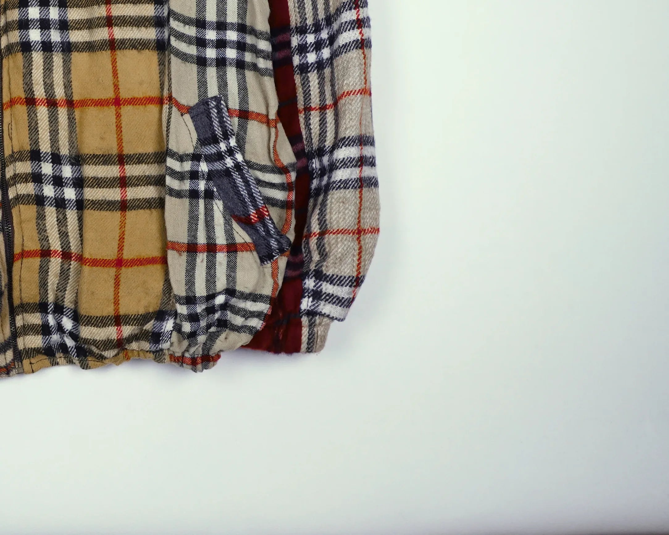 Reworked Burberry Brown Bomber Jacket L Wool, Polyester