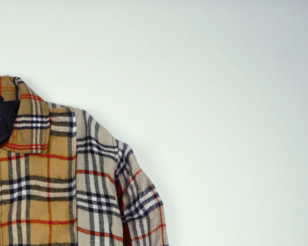 Reworked Burberry Brown Bomber Jacket L Wool, Polyester