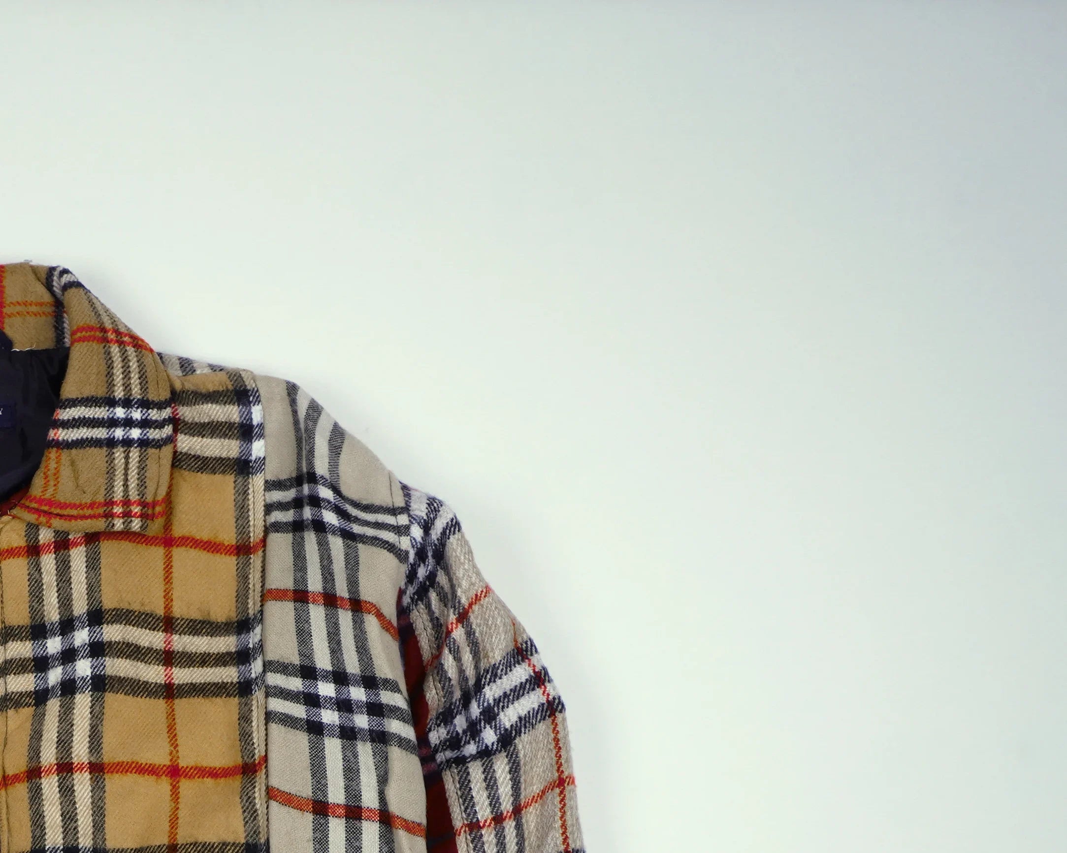 Reworked Burberry Brown Bomber Jacket L Wool, Polyester