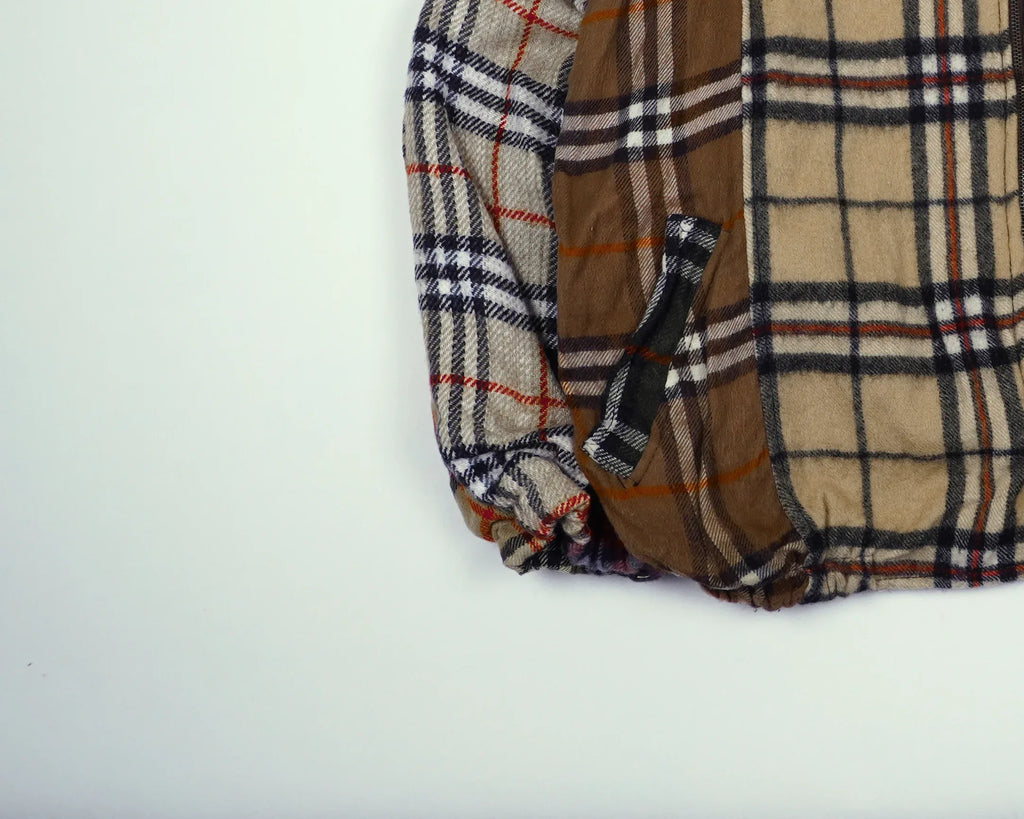 Reworked Burberry Brown Bomber Jacket L Wool, Polyester