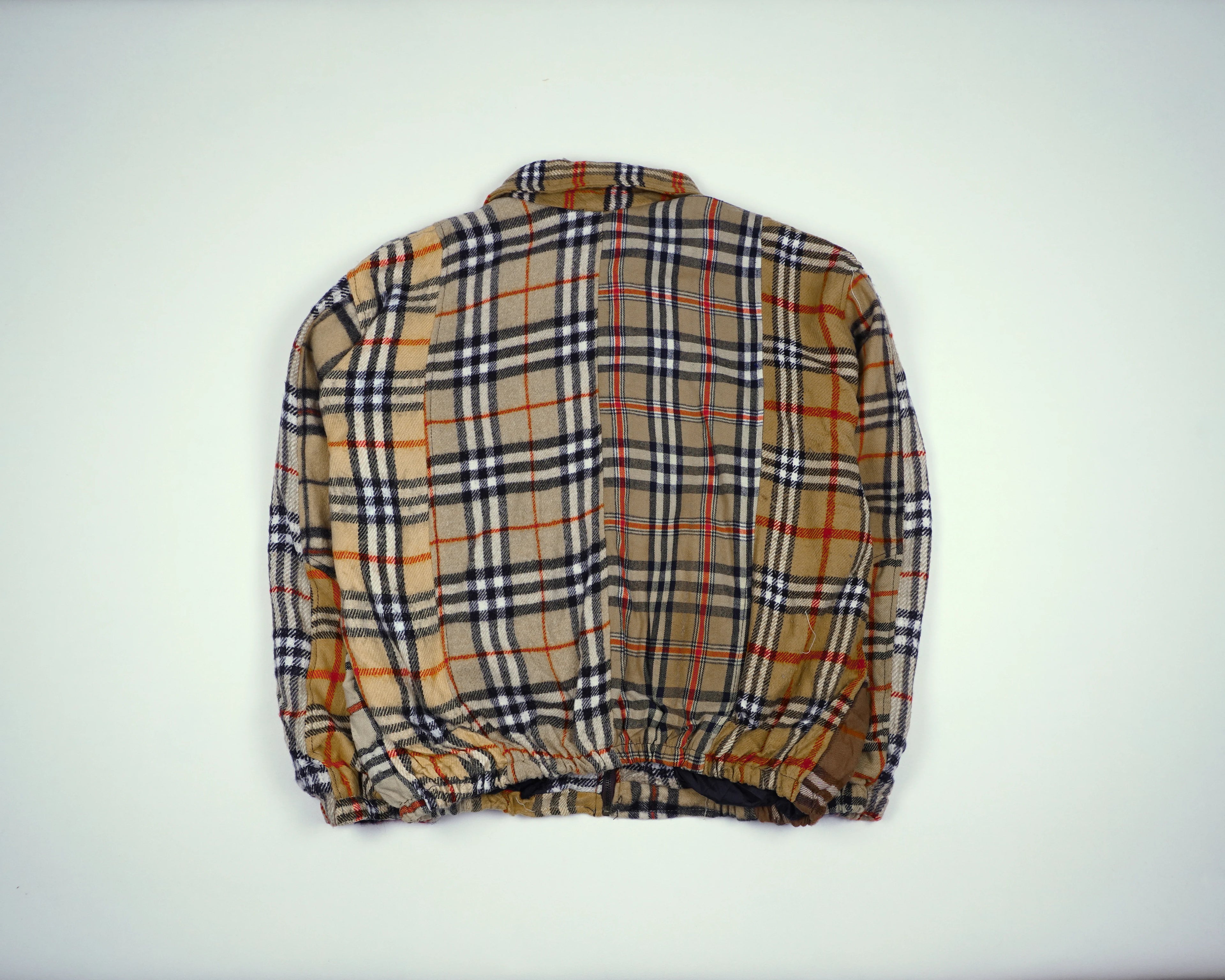 Reworked Burberry Brown Bomber Jacket L Wool, Polyester