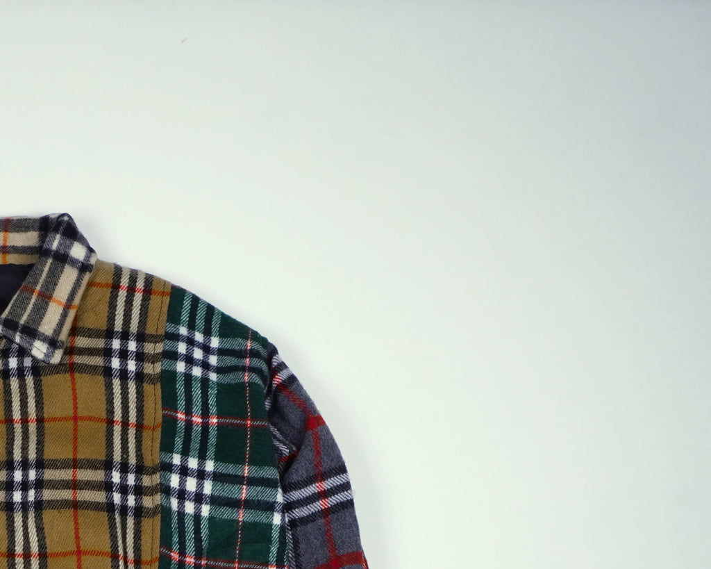 Reworked Burberry Green Bomber Jacket S Wool, Polyester