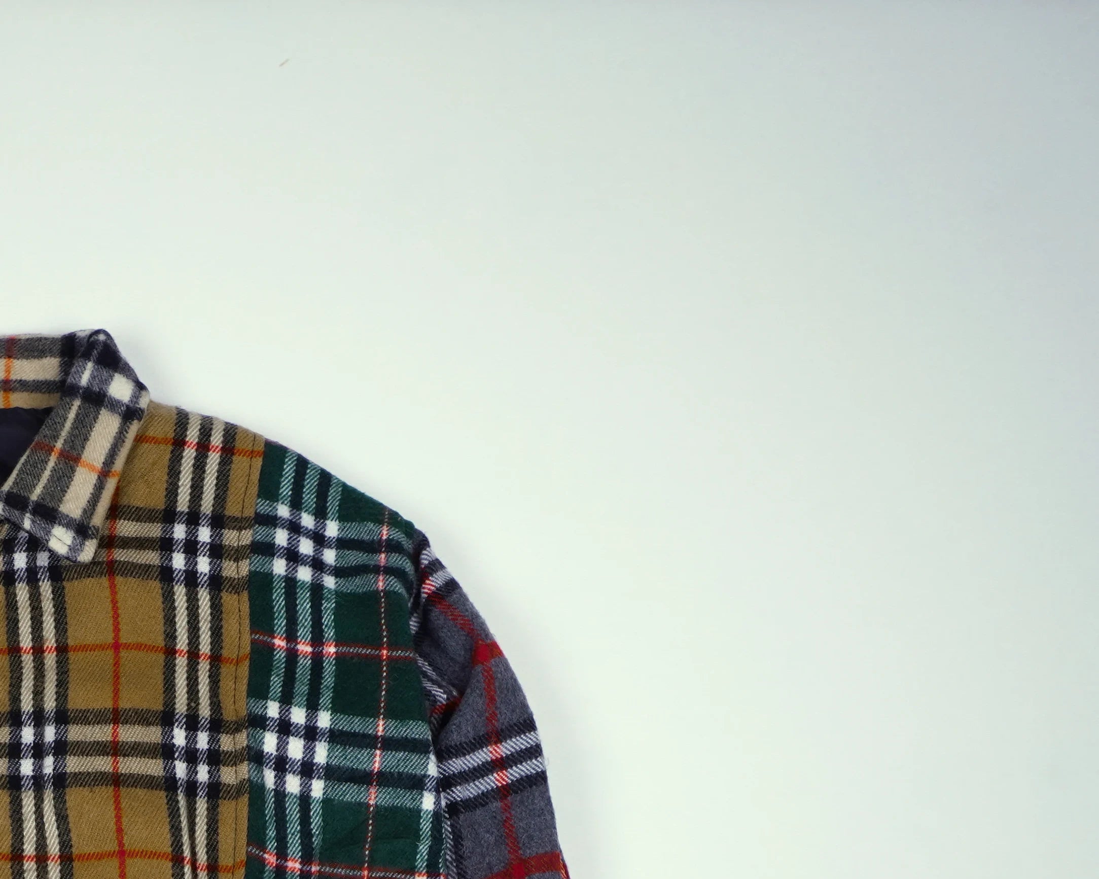 Reworked Burberry Green Bomber Jacket S Wool, Polyester