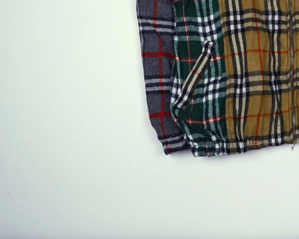 Reworked Burberry Green Bomber Jacket S Wool, Polyester